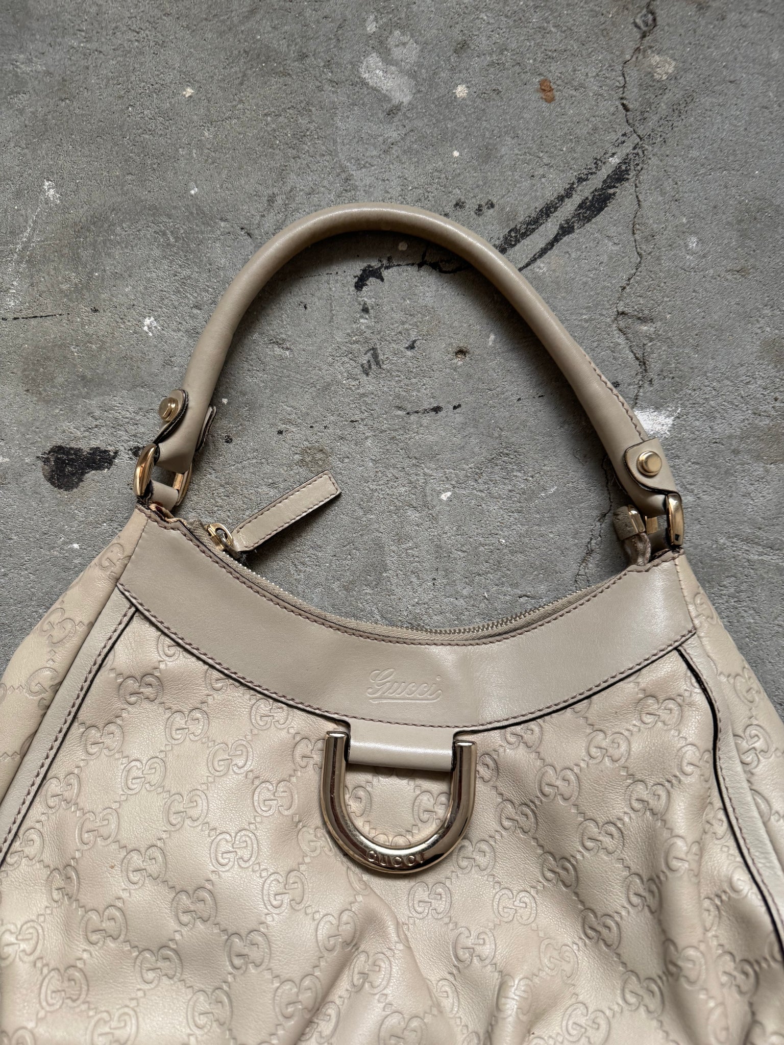Gucci GG Monogram Abbey D-Ring Shoulder Bag Cream
