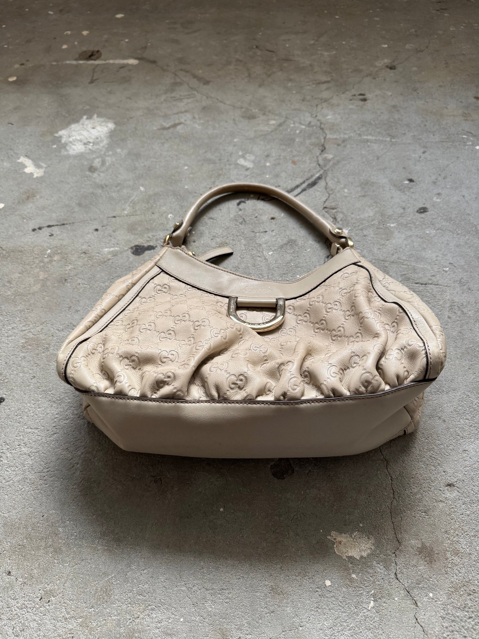 Gucci GG Monogram Abbey D-Ring Shoulder Bag Cream