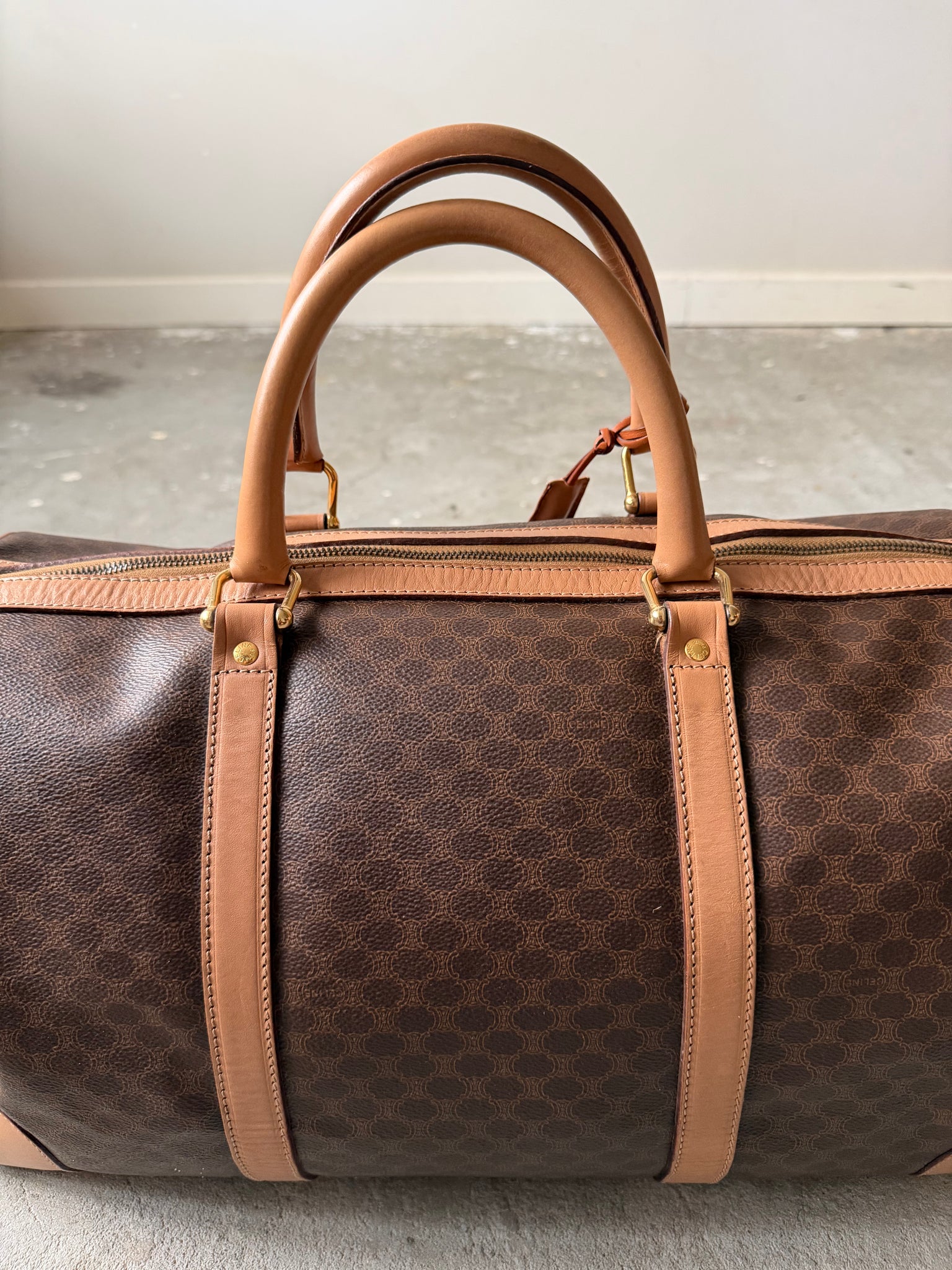 Celine Macadam Triomphe Duffle Bag Beige/Brown