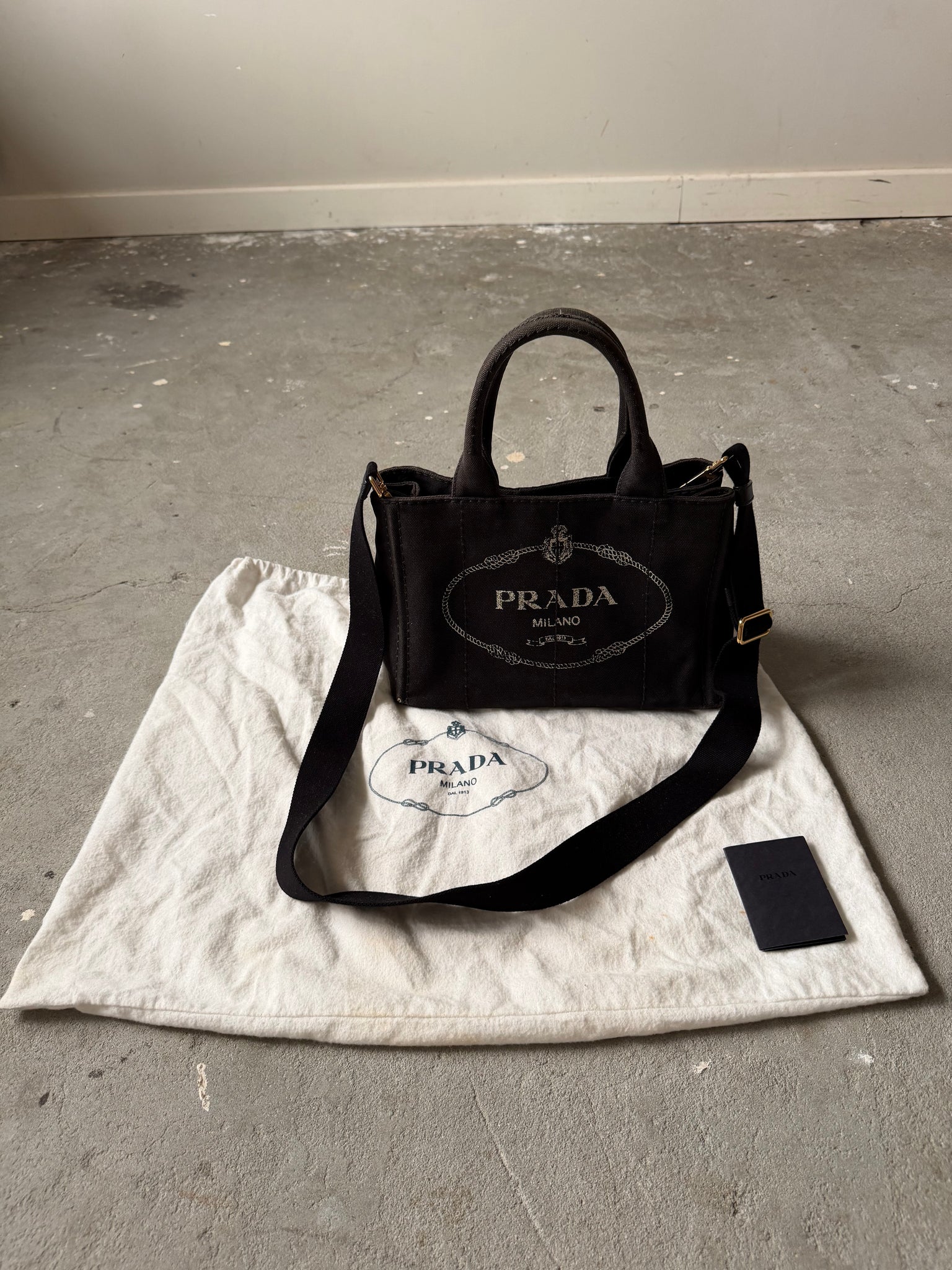 Prada 2Way Canapa Tote Bag Black