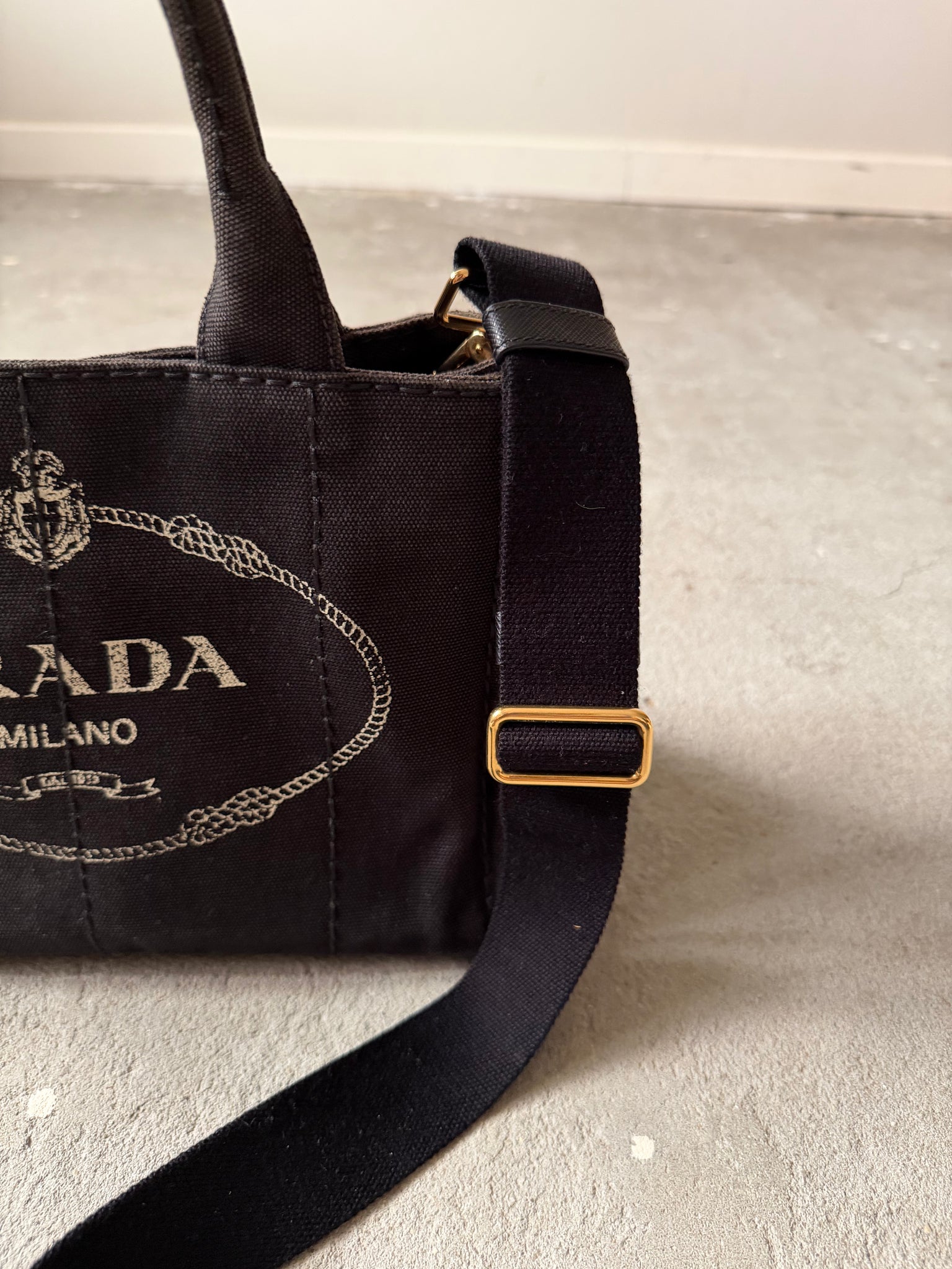 Prada 2Way Canapa Tote Bag Black