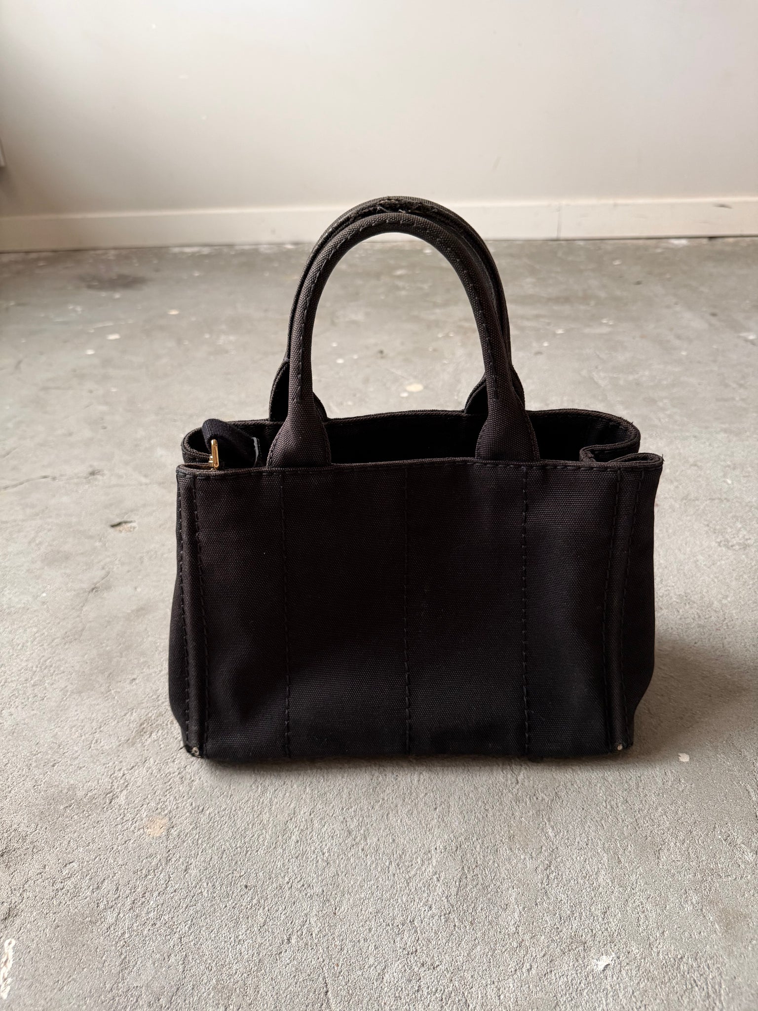 Prada 2Way Canapa Tote Bag Black