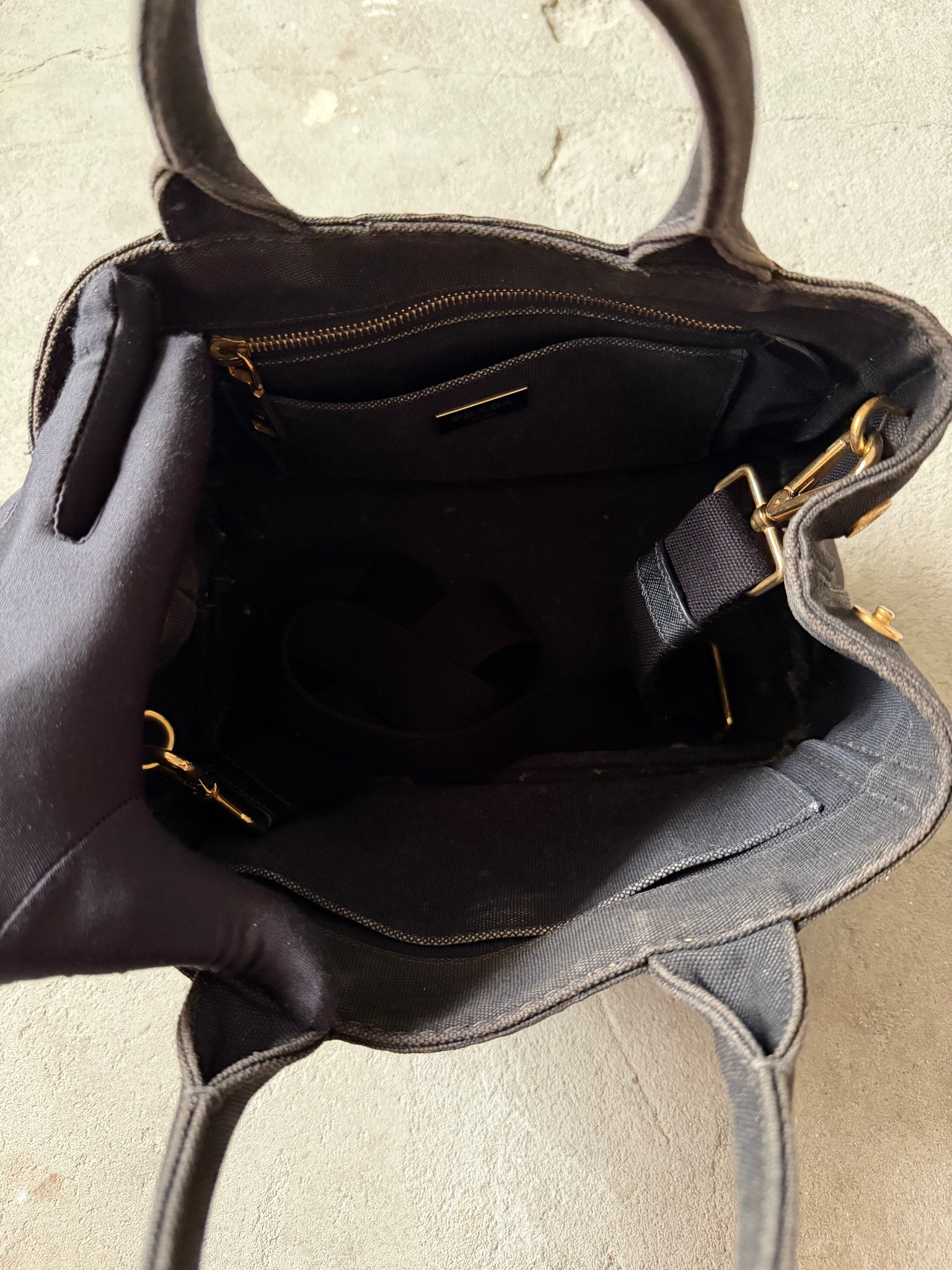 Prada 2Way Canapa Tote Bag Black