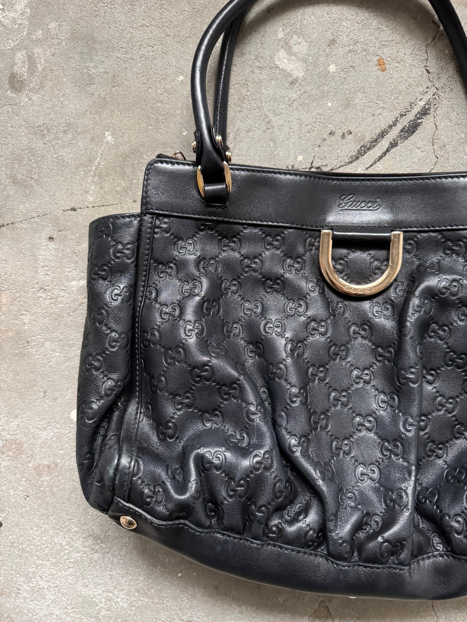 Gucci GG Monogram Guccissima Abbey Shoulder Bag Black