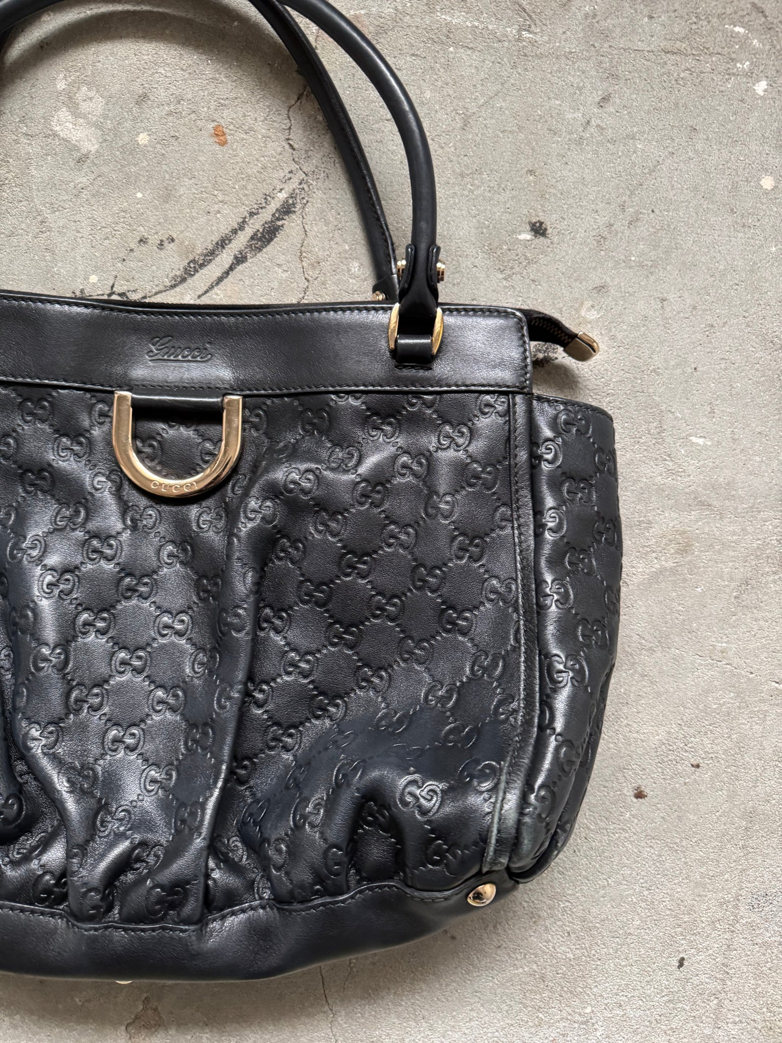 Gucci GG Monogram Guccissima Abbey Shoulder Bag Black