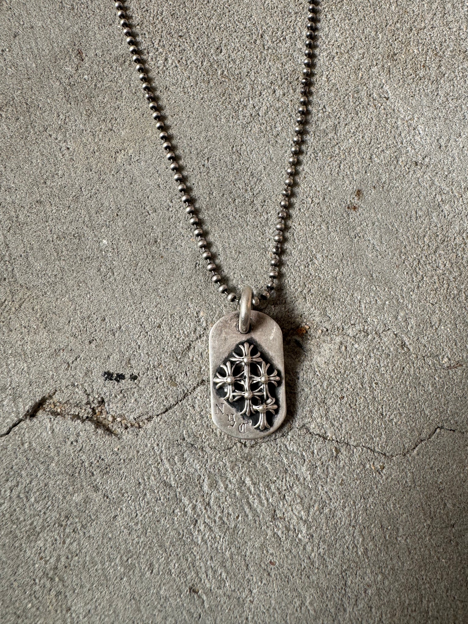 Chrome Hearts NYC Raised Cemetery Cross Dog Tag