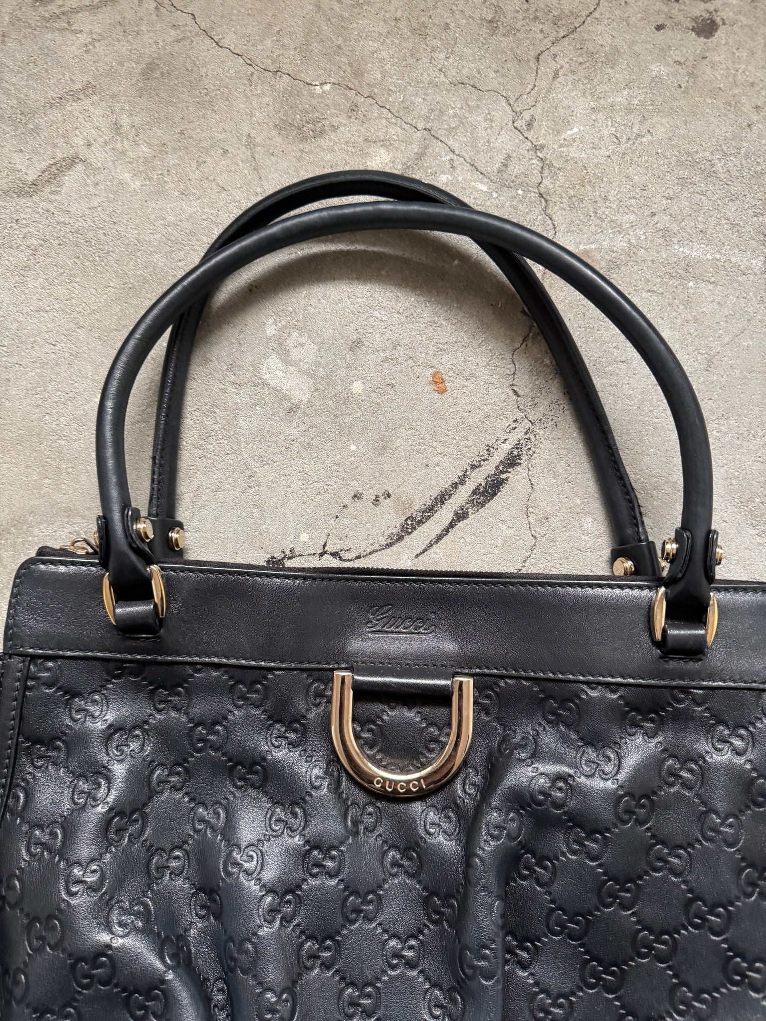 Gucci GG Monogram Guccissima Abbey Shoulder Bag Black