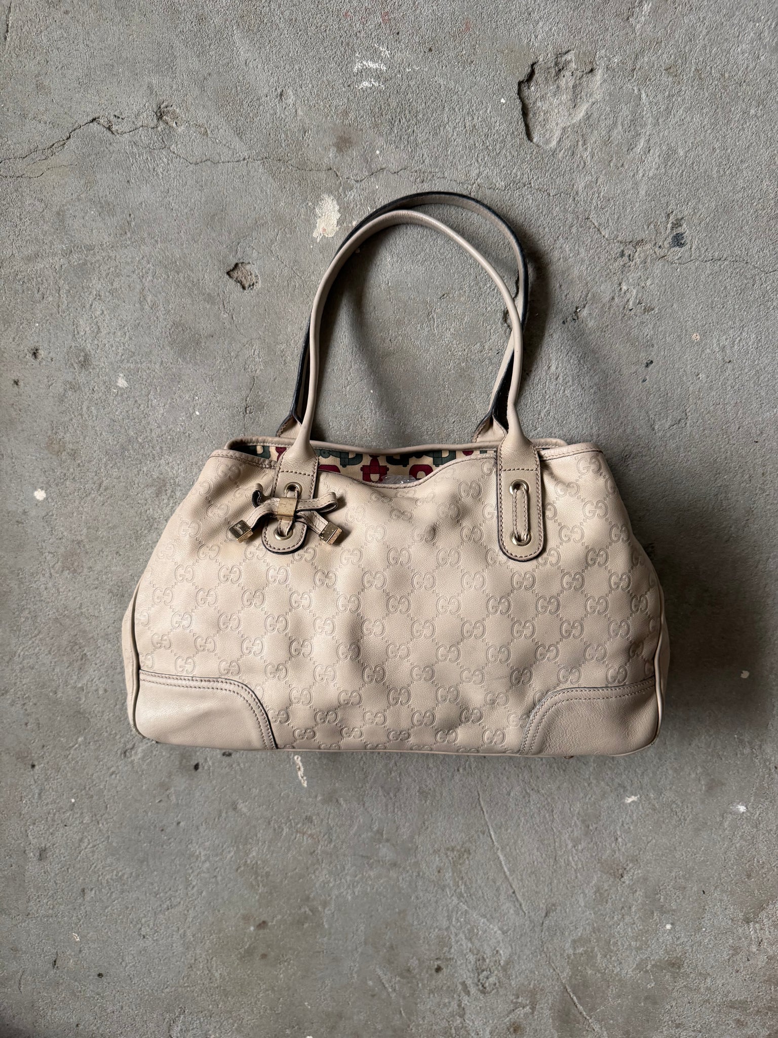 Gucci GG Monogram Guccissima Princy Shoulder Bag Cream