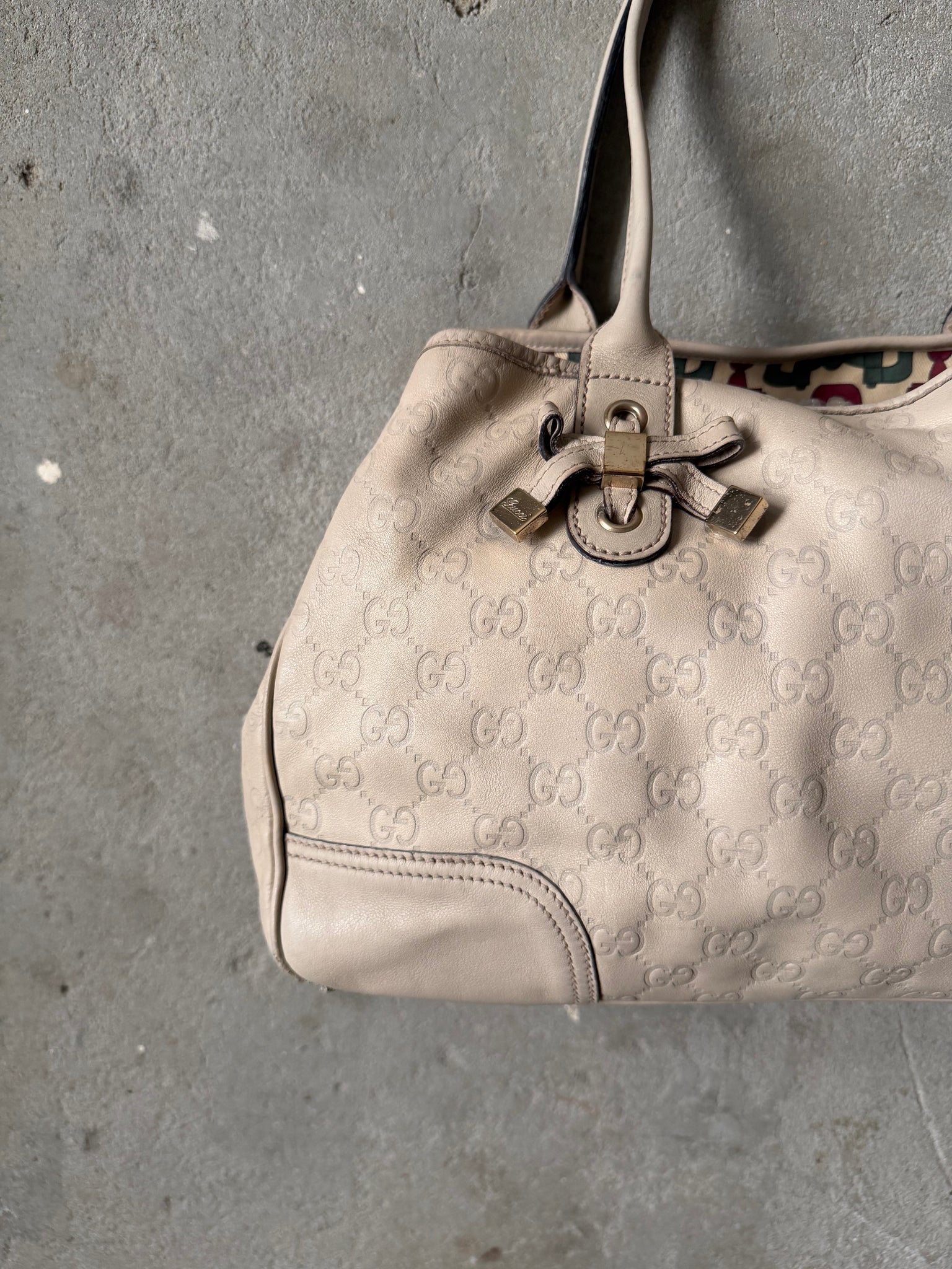 Gucci GG Monogram Guccissima Princy Shoulder Bag Cream