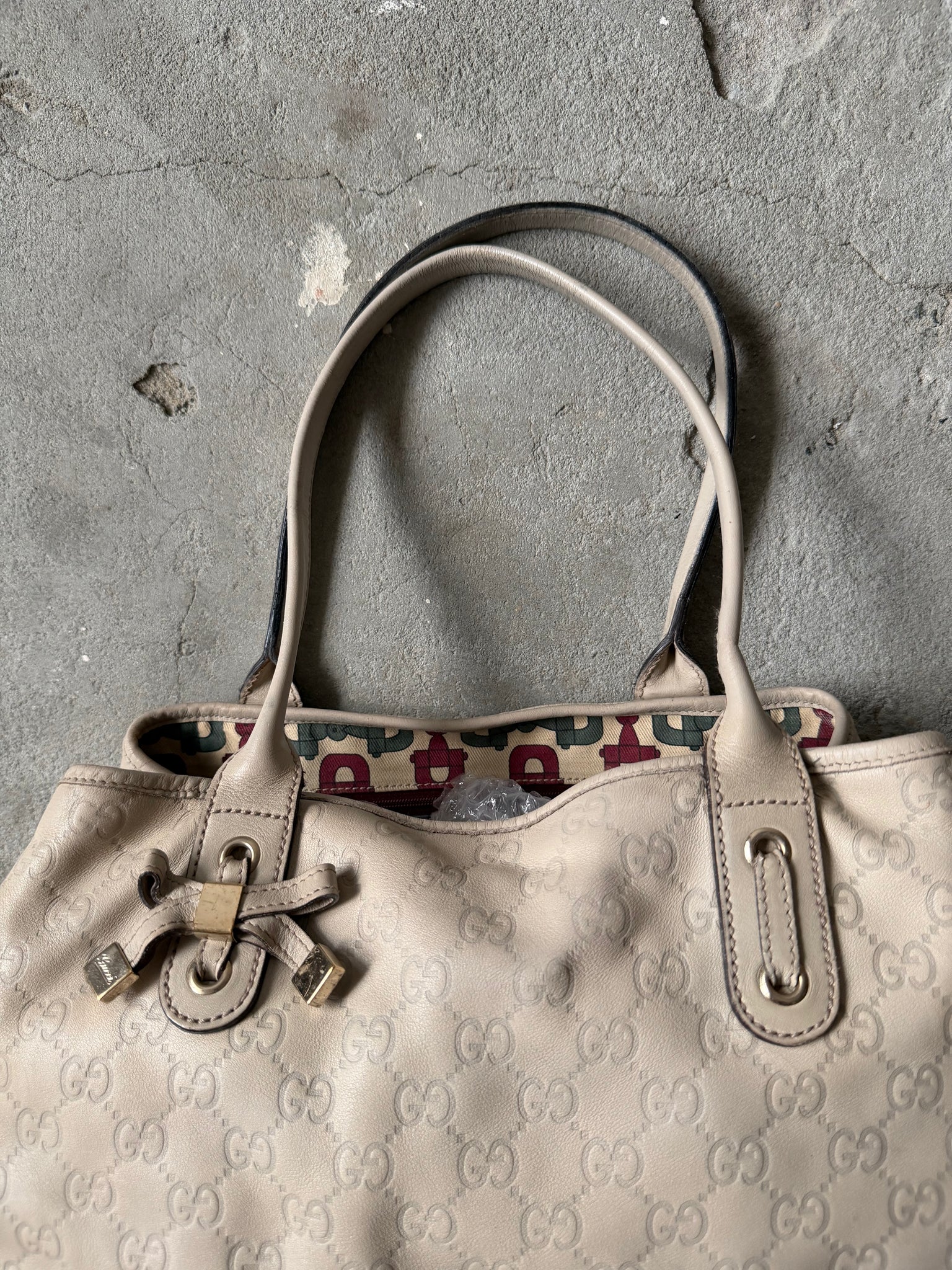 Gucci GG Monogram Guccissima Princy Shoulder Bag Cream