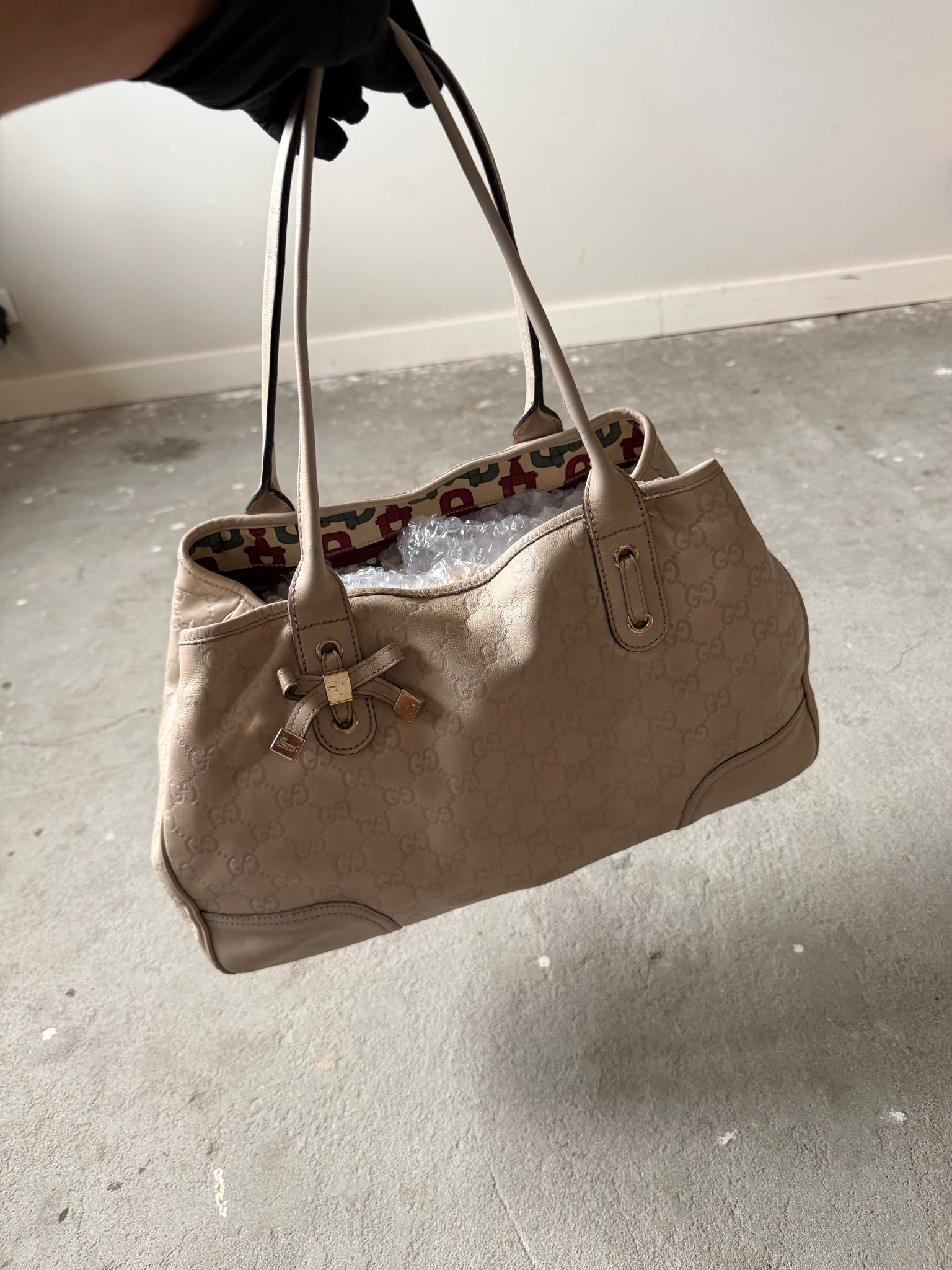 Gucci GG Monogram Guccissima Princy Shoulder Bag Cream