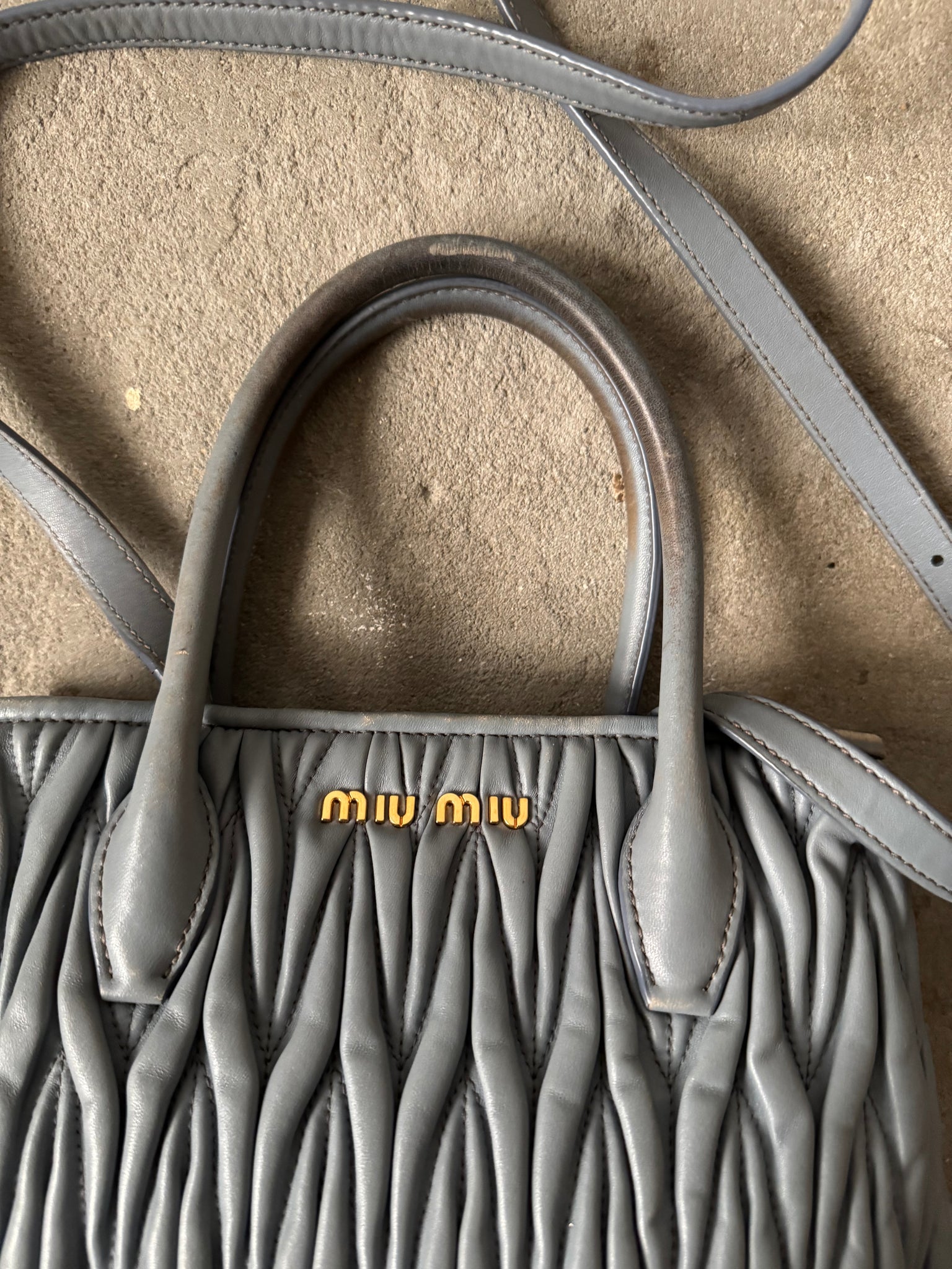 Miu Miu 2Way Matelassé Shoulder Bag Blue
