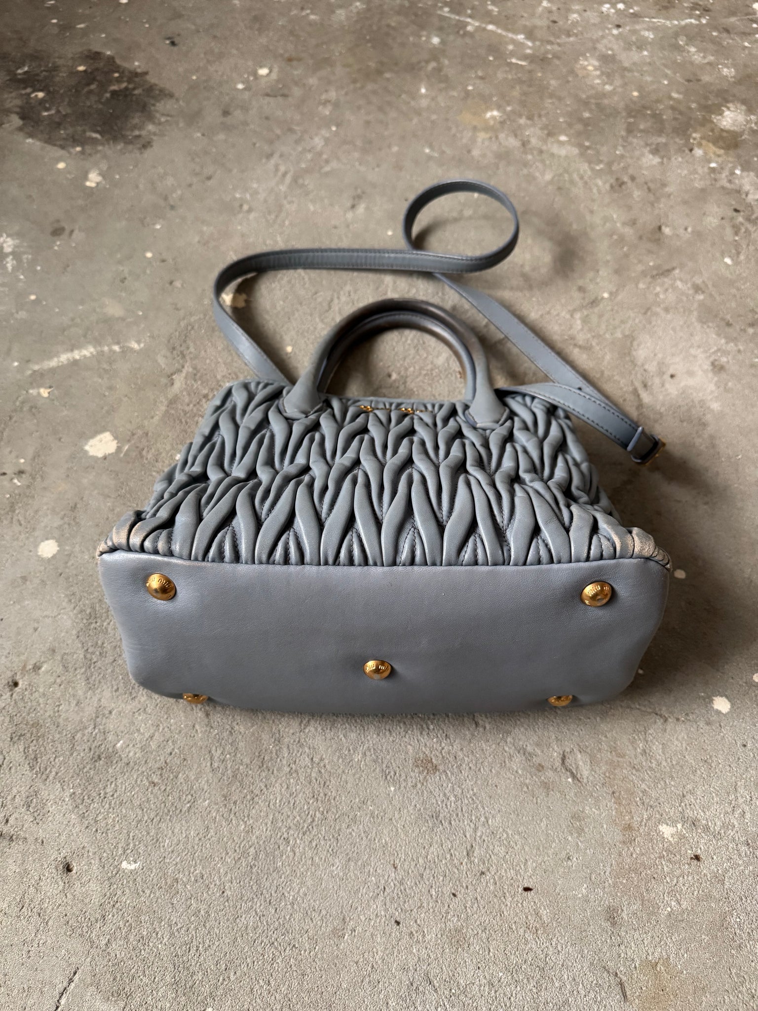Miu Miu 2Way Matelassé Shoulder Bag Blue