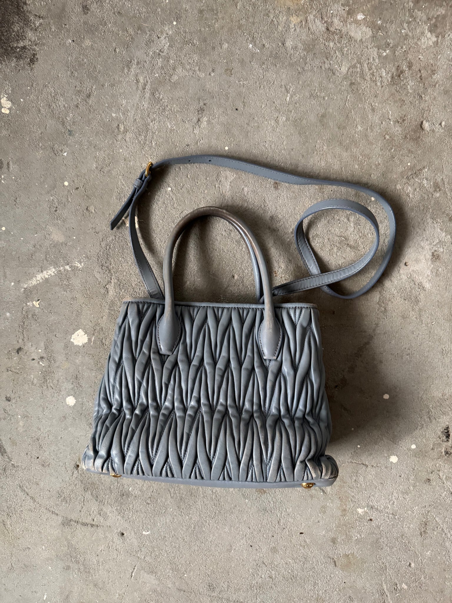 Miu Miu 2Way Matelassé Shoulder Bag Blue