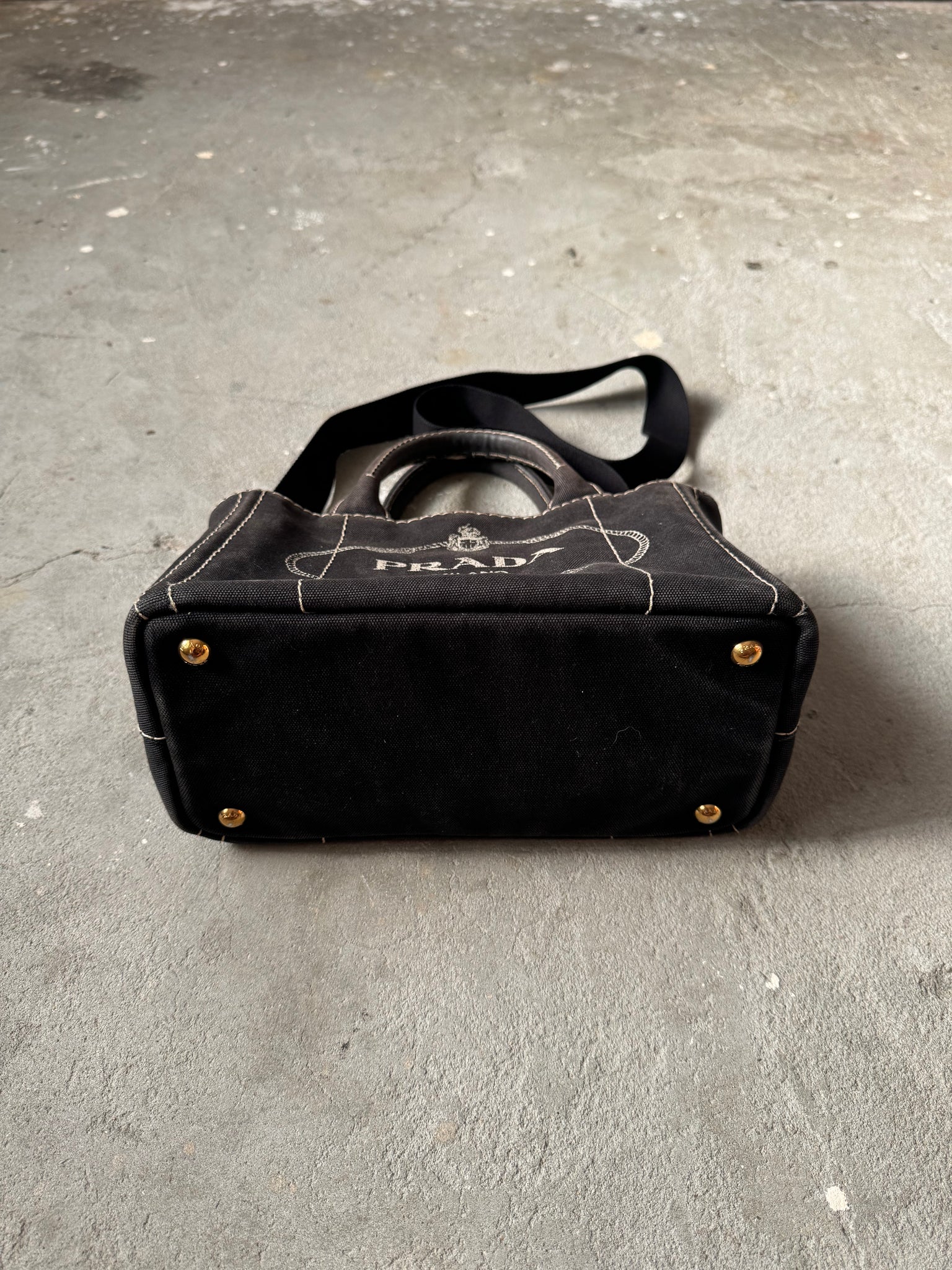 Prada 2Way Canapa Tote Bag Black