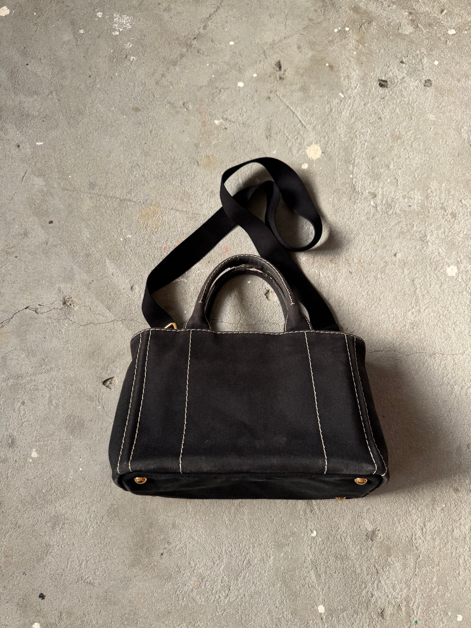 Prada 2Way Canapa Tote Bag Black