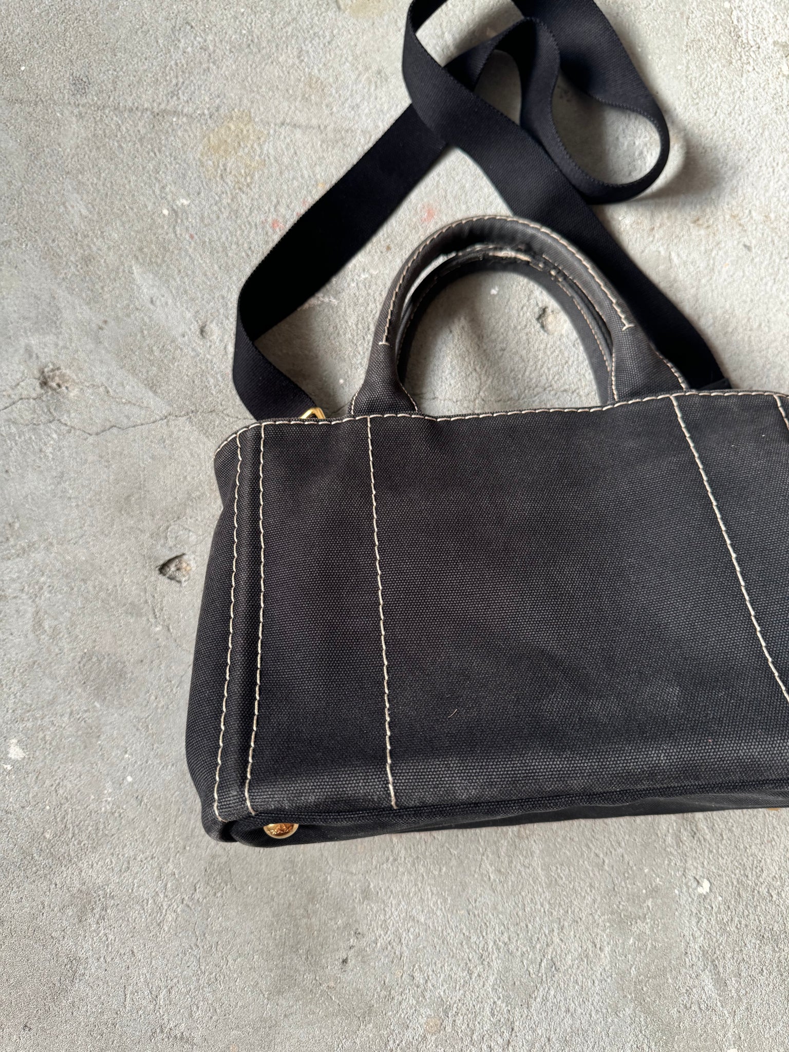 Prada 2Way Canapa Tote Bag Black