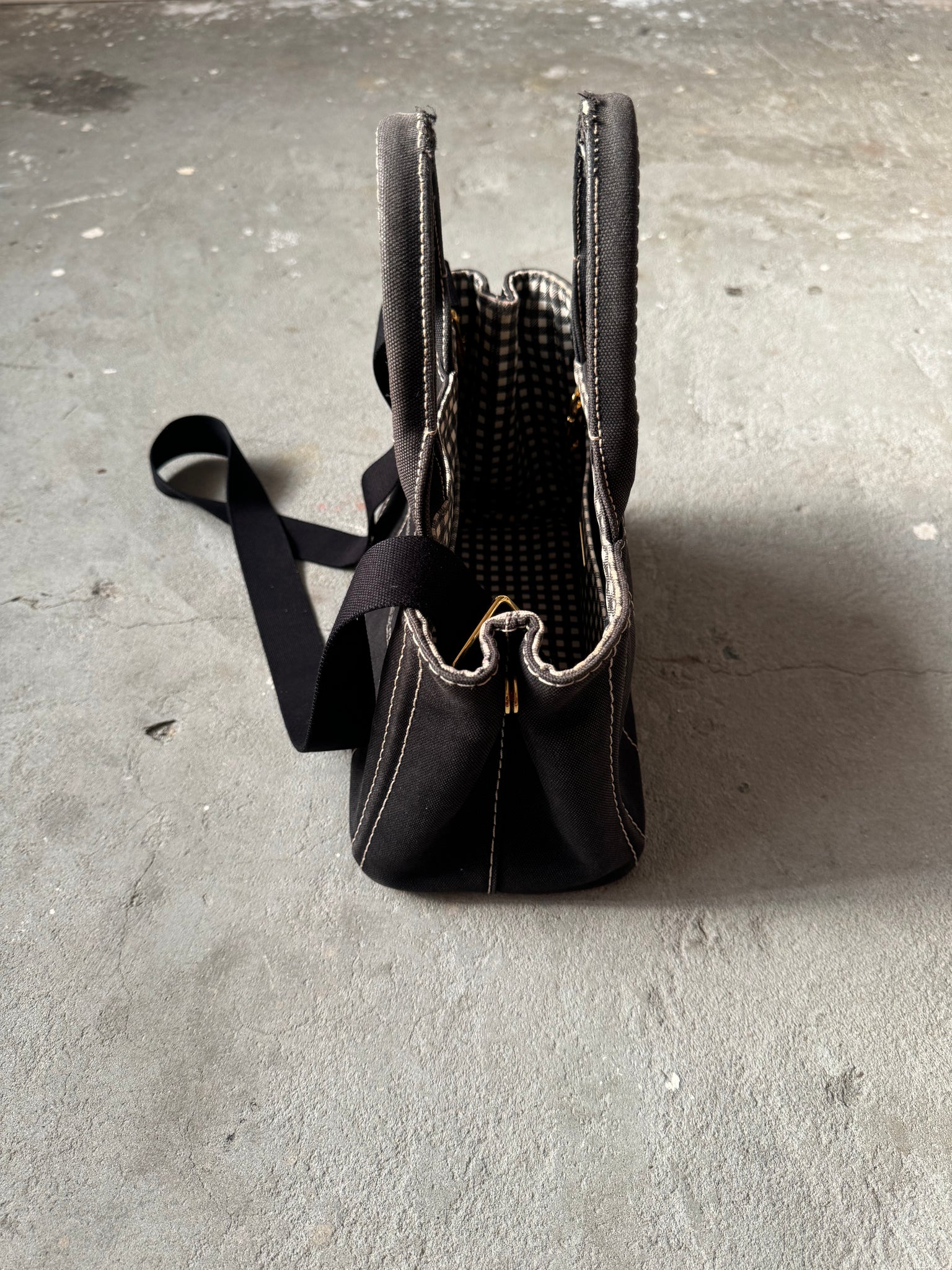 Prada 2Way Canapa Tote Bag Black