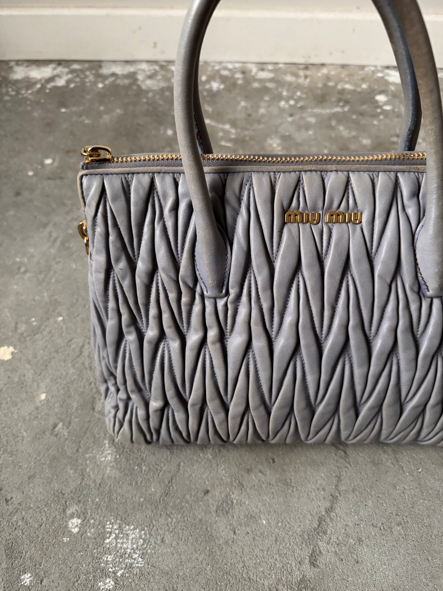 Miu Miu 2Way Matelasse Shoulder Bag Argilla