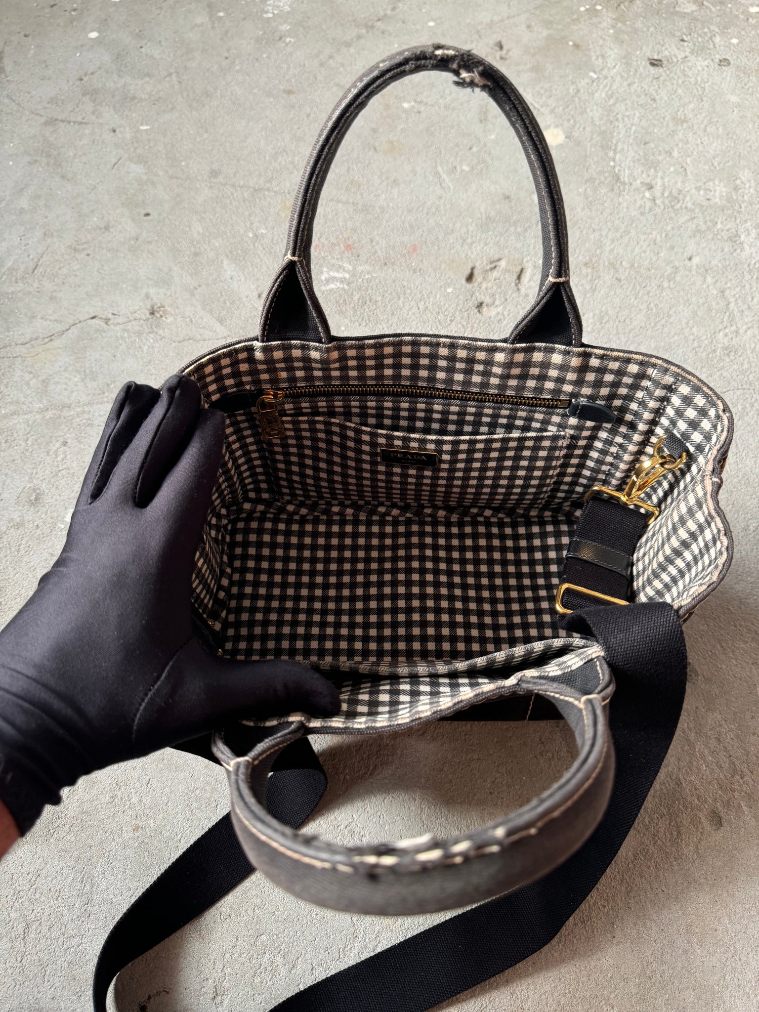 Prada 2Way Canapa Tote Bag Black