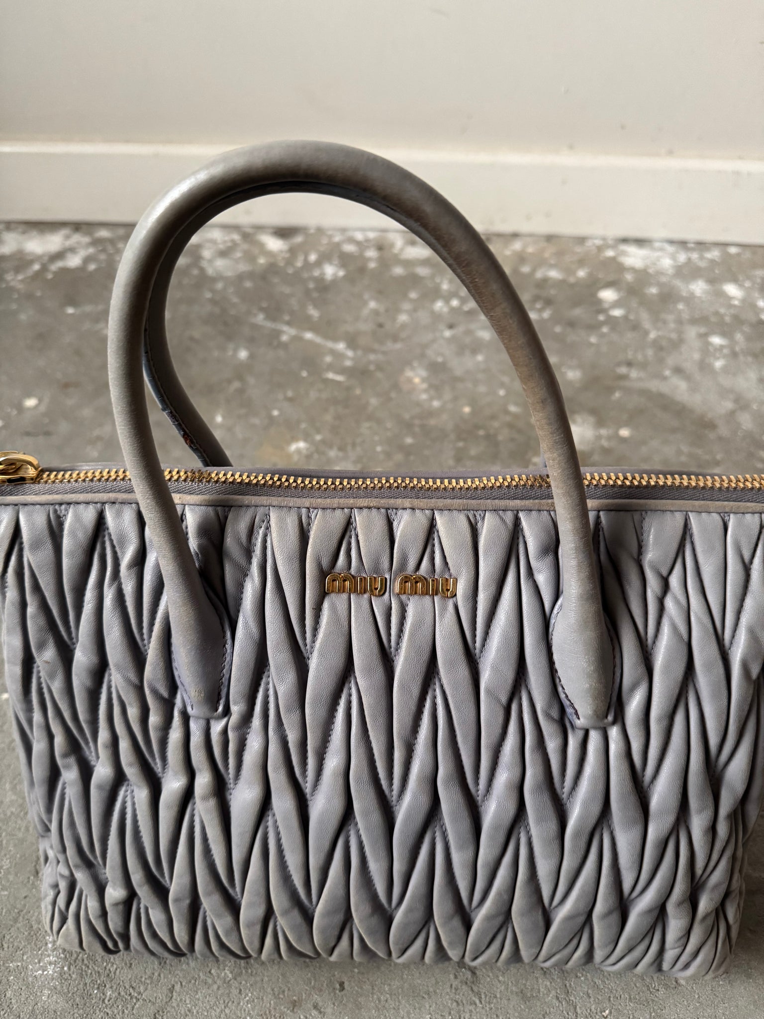 Miu Miu 2Way Matelasse Shoulder Bag Argilla