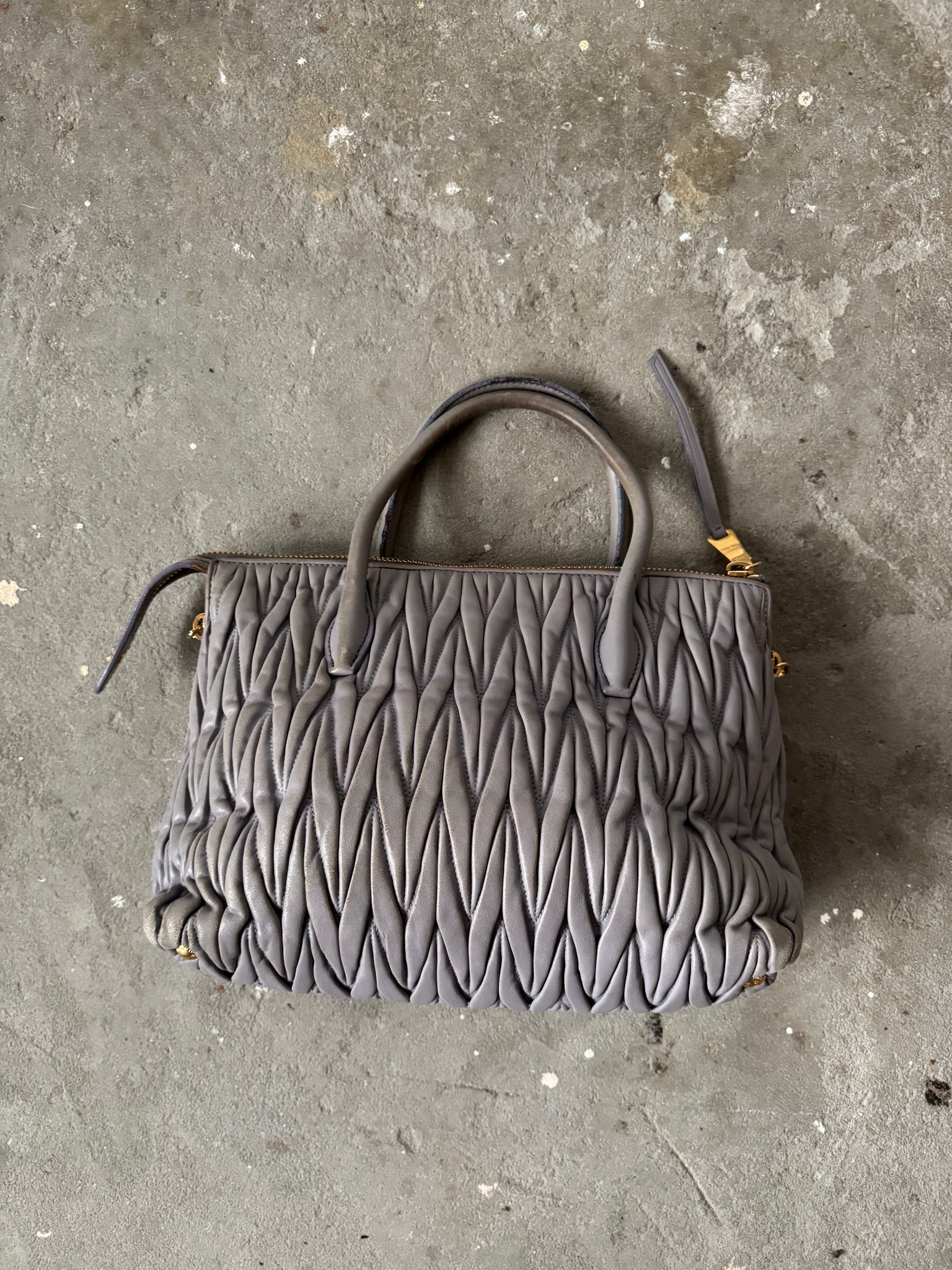 Miu Miu 2Way Matelasse Shoulder Bag Argilla