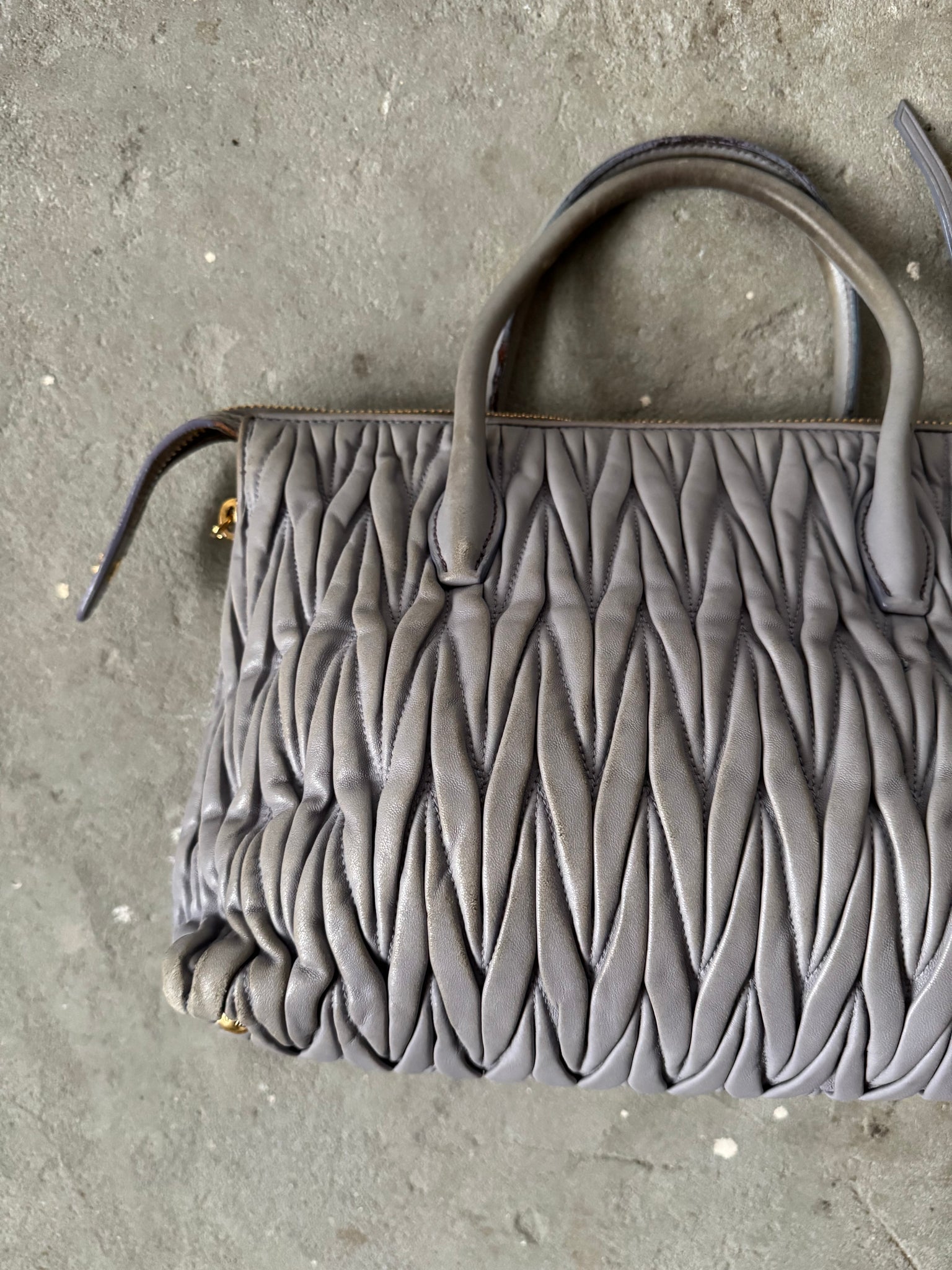 Miu Miu 2Way Matelasse Shoulder Bag Argilla