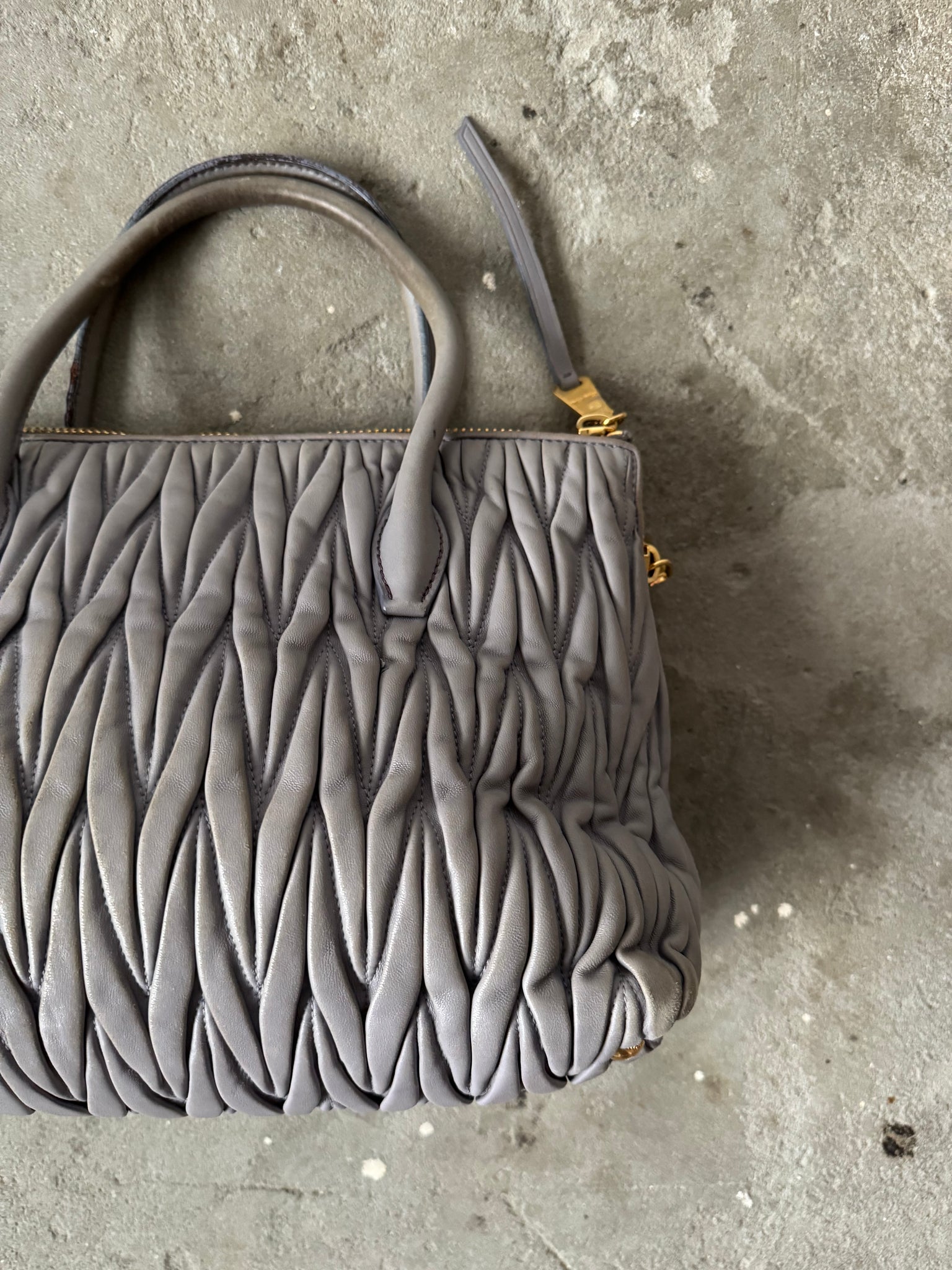 Miu Miu 2Way Matelasse Shoulder Bag Argilla