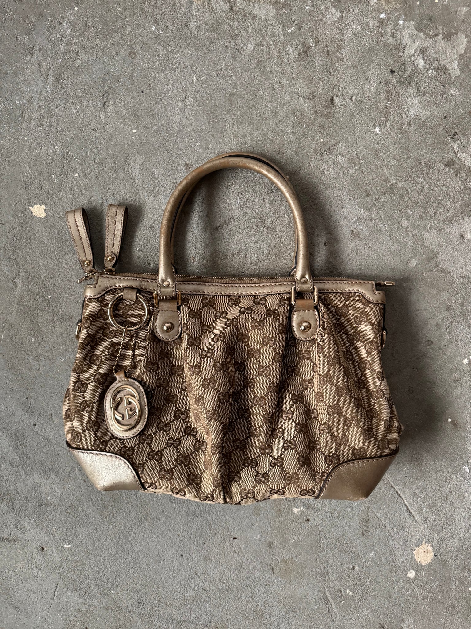 Gucci 2Way GG Monogram Sukey Shoulder Bag Beige