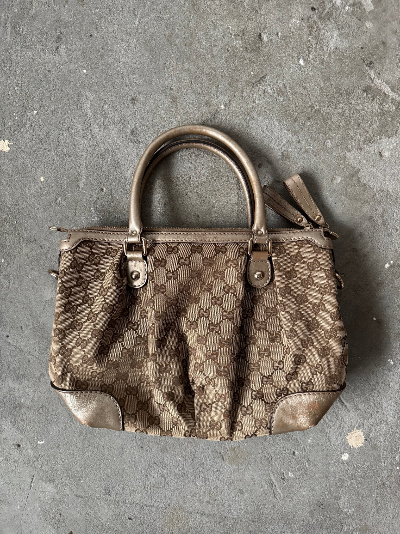 Gucci 2Way GG Monogram Sukey Shoulder Bag Beige