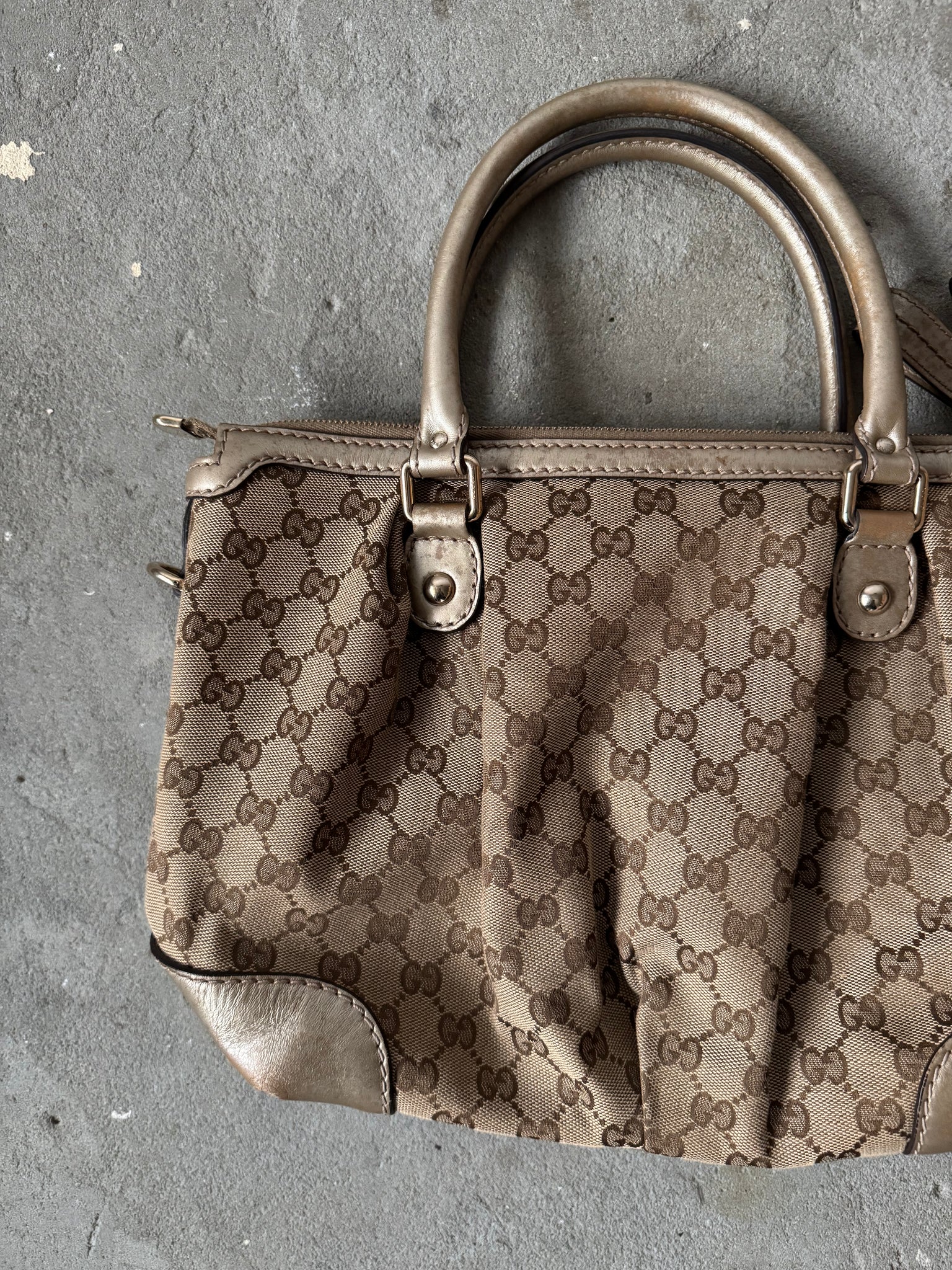 Gucci 2Way GG Monogram Sukey Shoulder Bag Beige