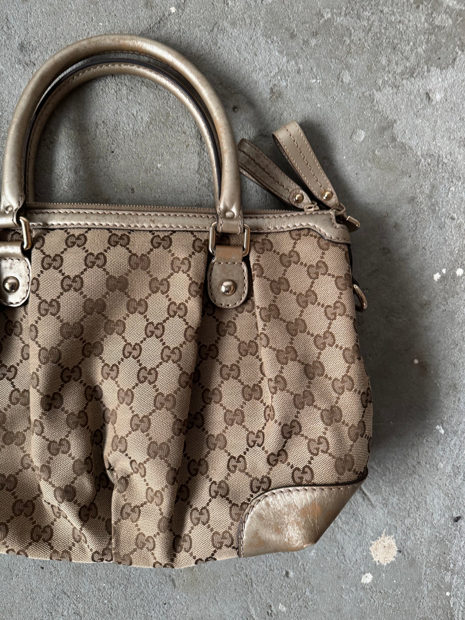 Gucci 2Way GG Monogram Sukey Shoulder Bag Beige