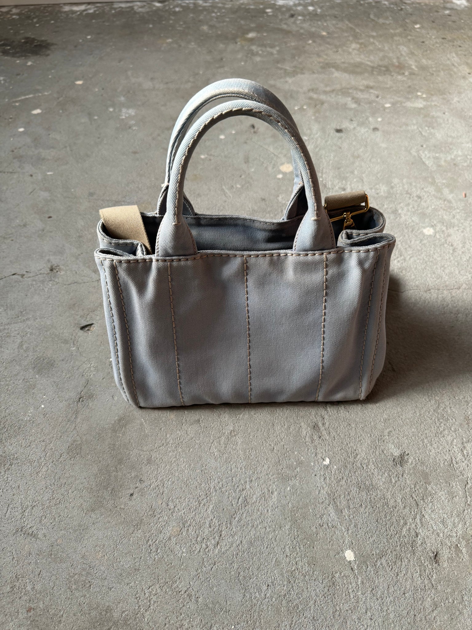 Prada 2Way Canapa Tote Bag Blue