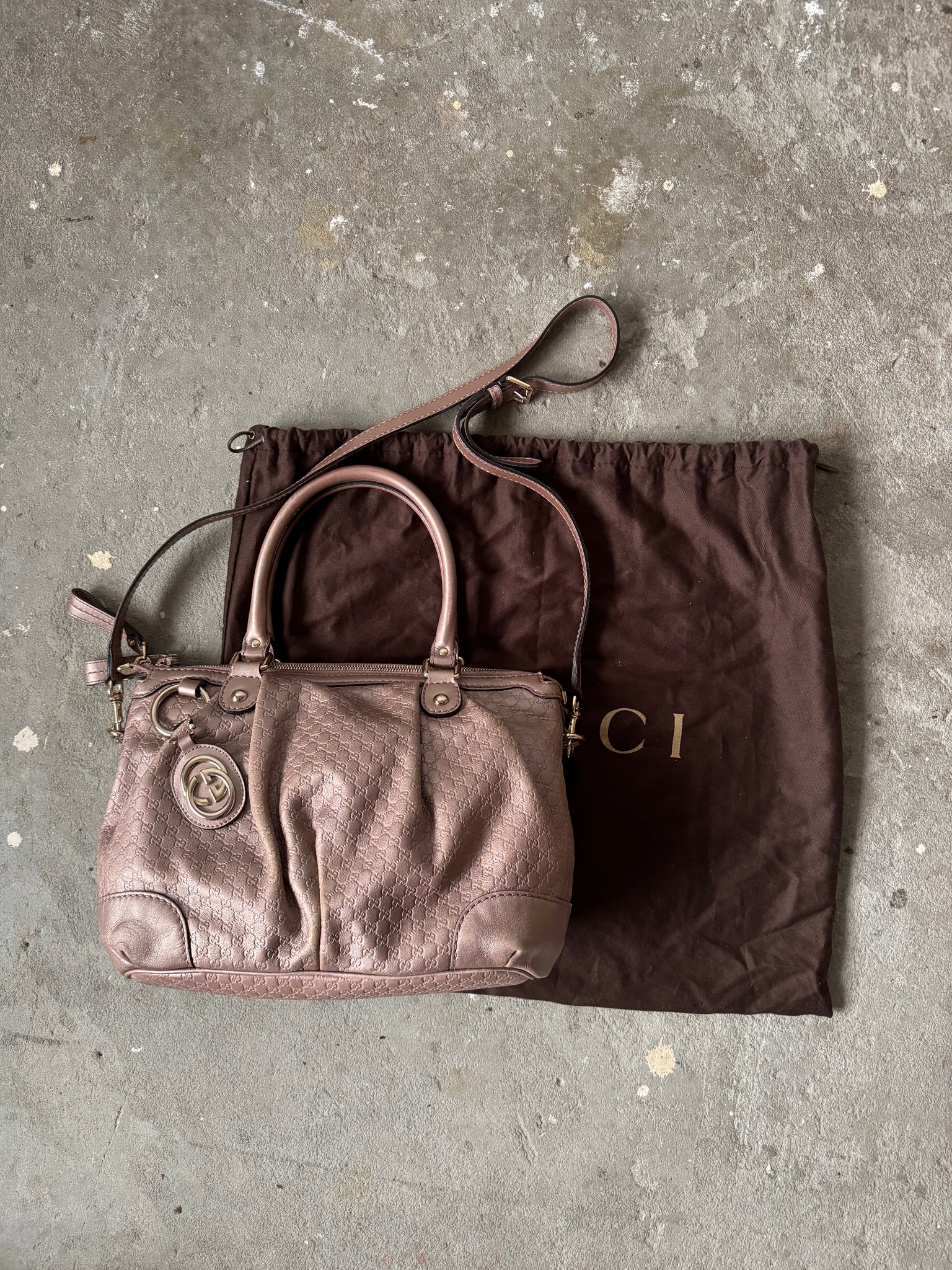 Gucci 2Way Micro Sukey Shoulder Bag Metallic Pink