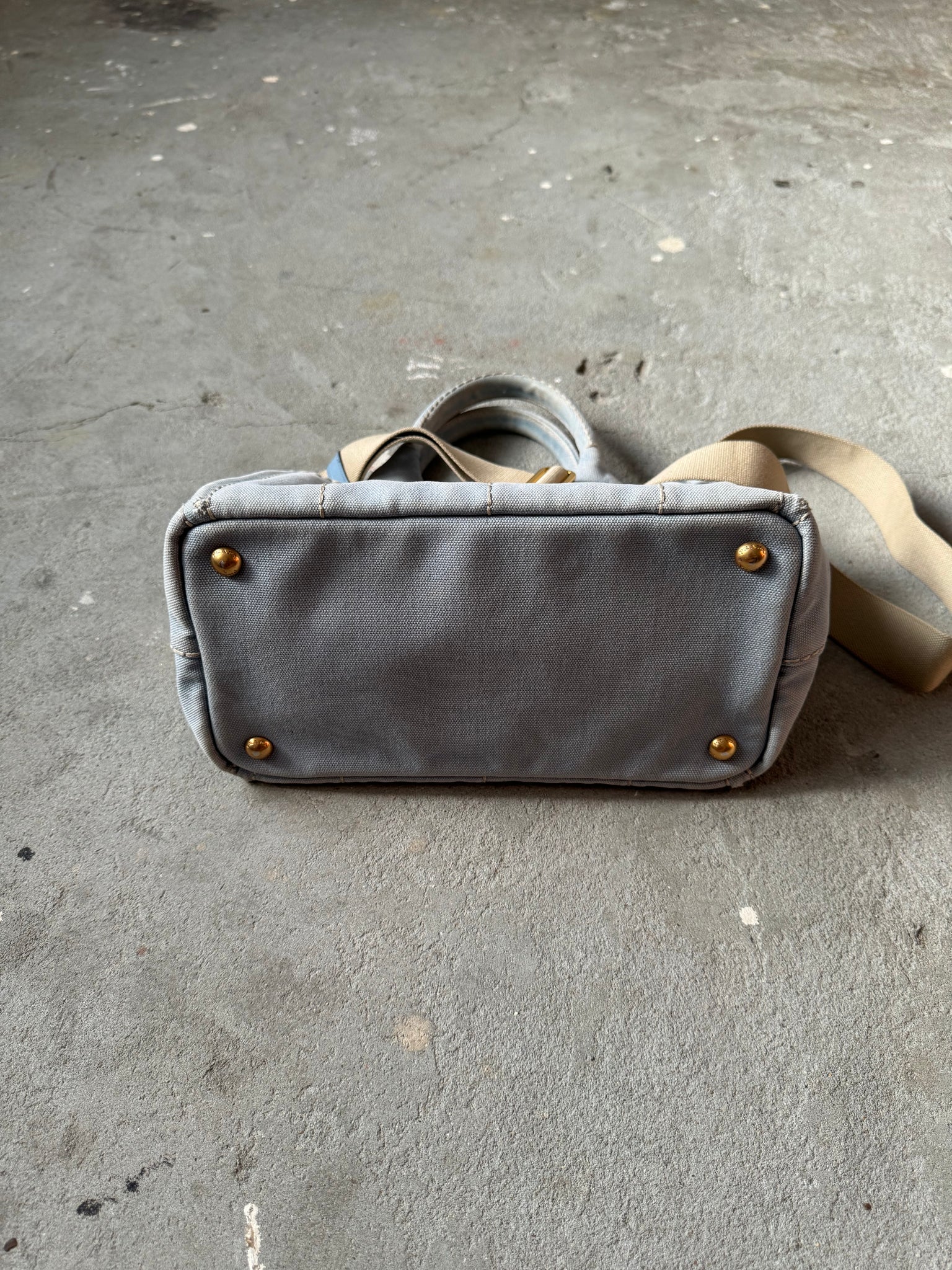 Prada 2Way Canapa Tote Bag Blue