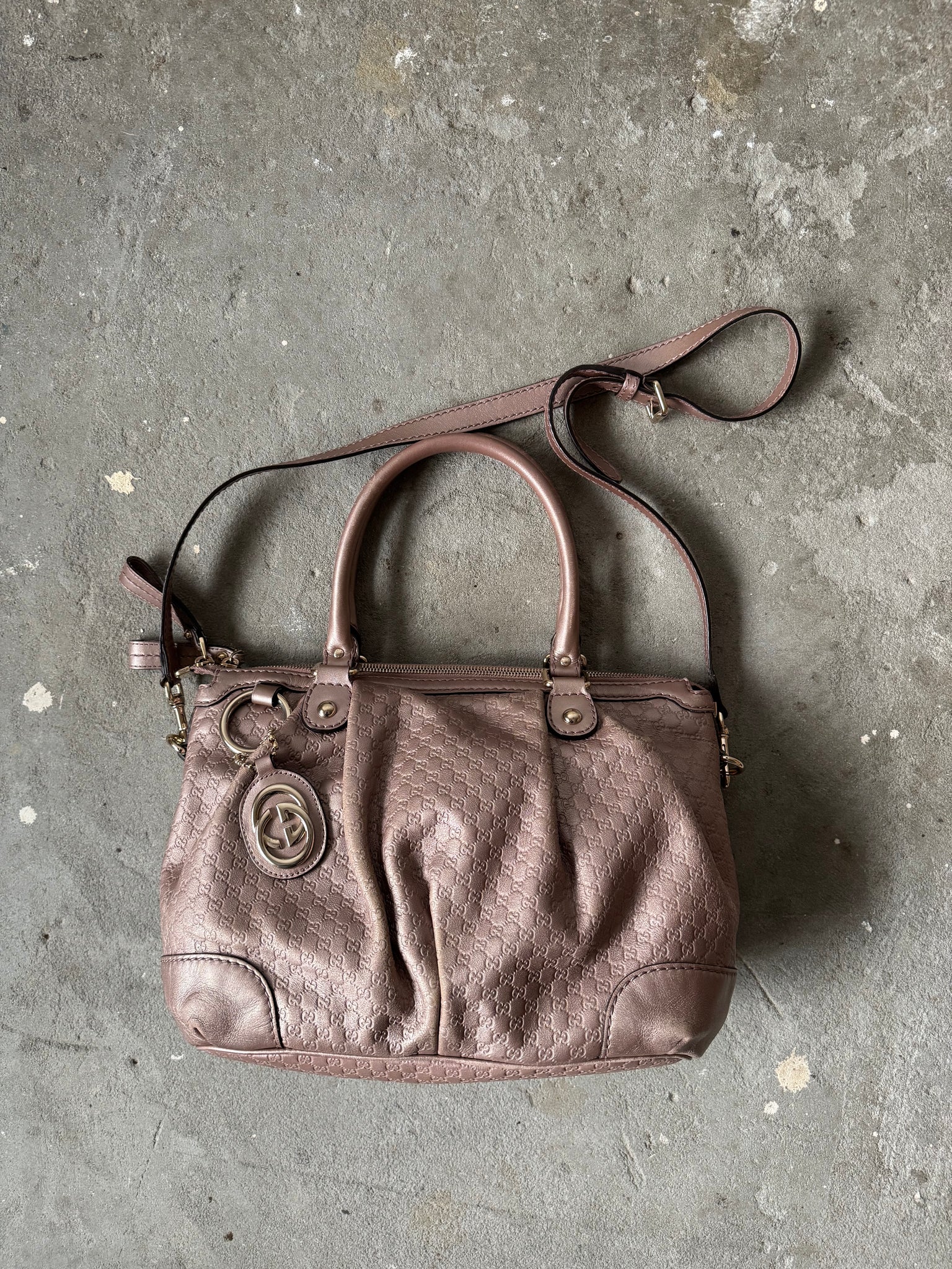 Gucci 2Way Micro Sukey Shoulder Bag Metallic Pink