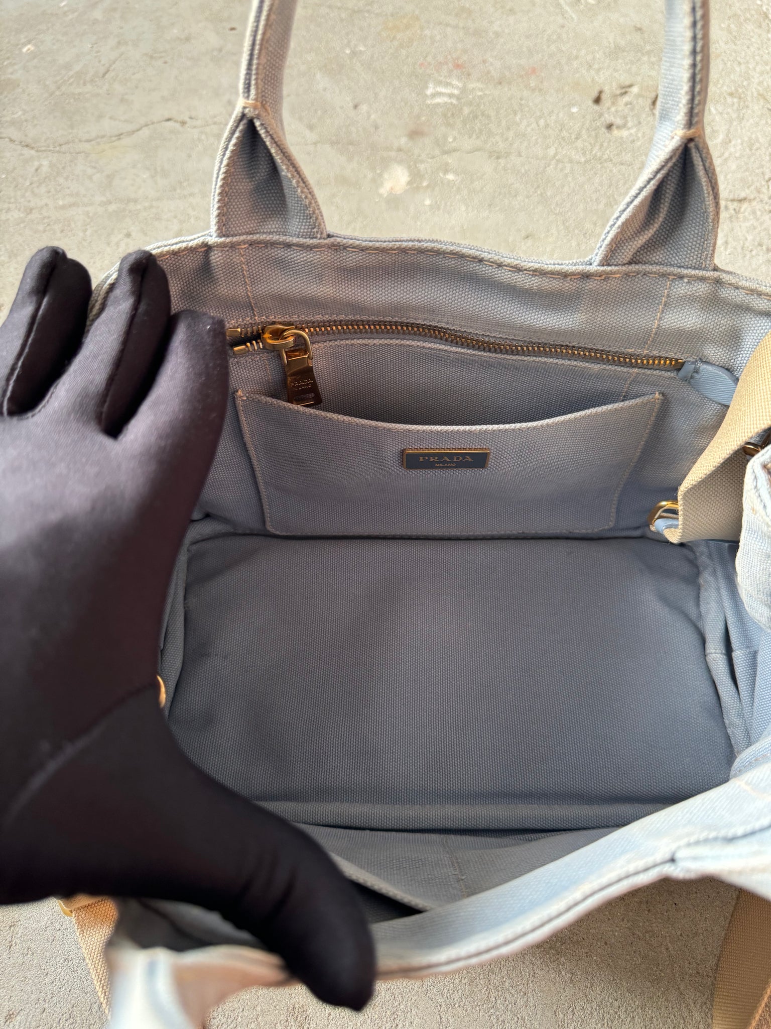 Prada 2Way Canapa Tote Bag Blue