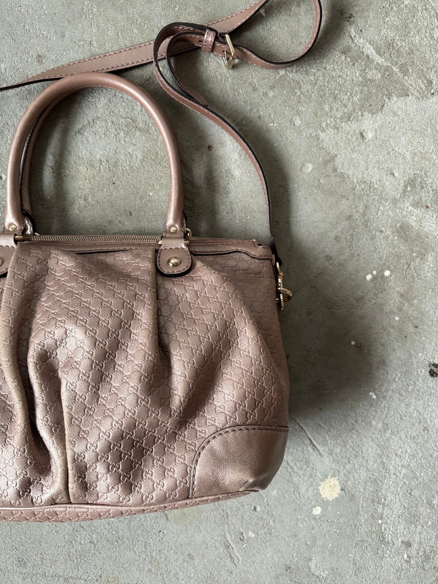Gucci 2Way Micro Sukey Shoulder Bag Metallic Pink