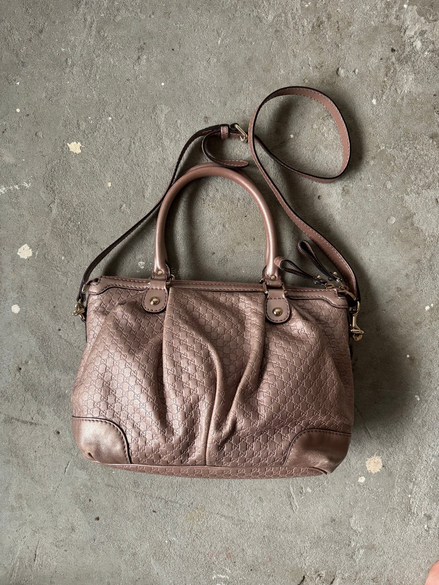 Gucci 2Way Micro Sukey Shoulder Bag Metallic Pink