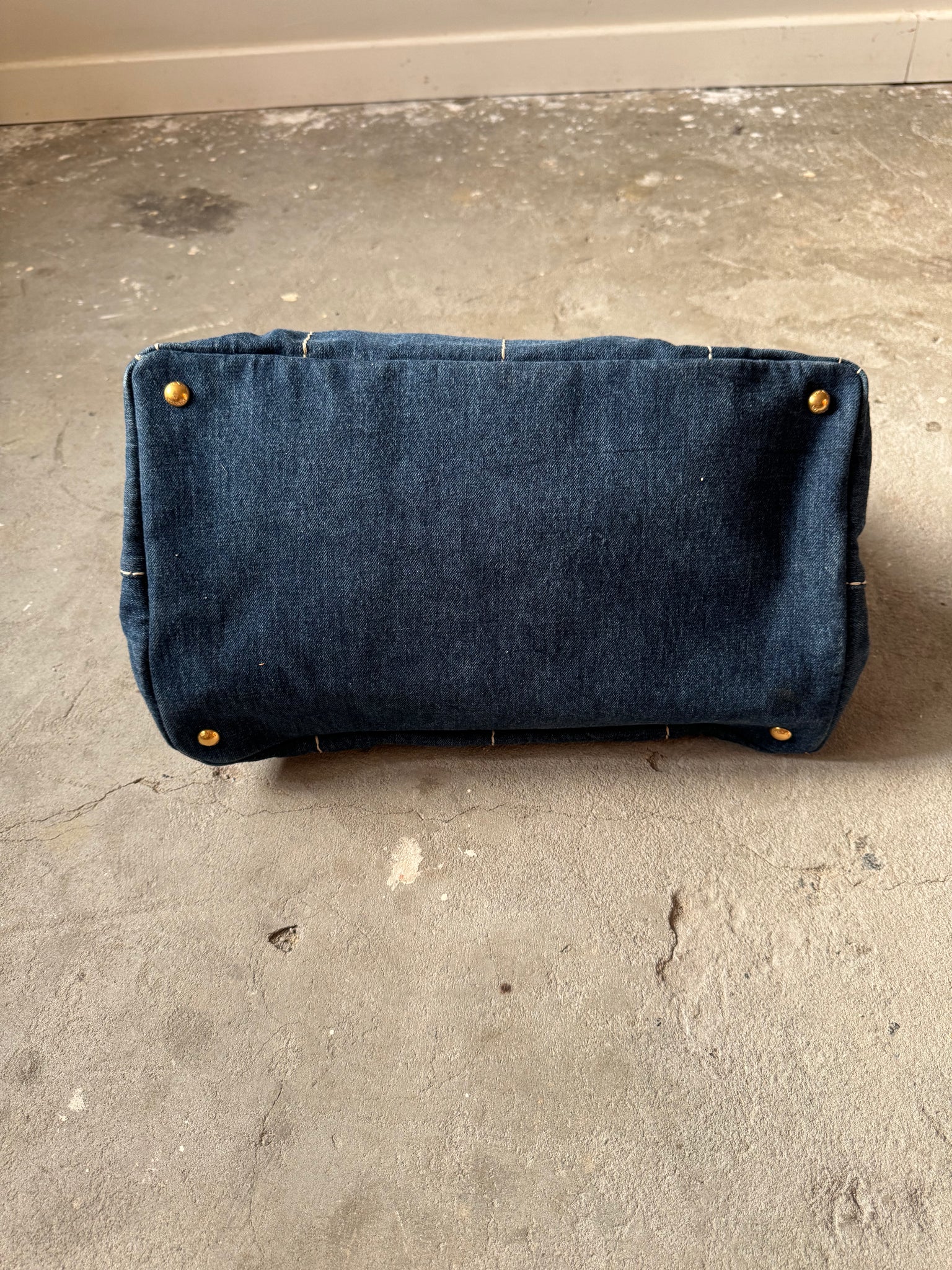 Prada Canapa Denim Blue Tote Bag