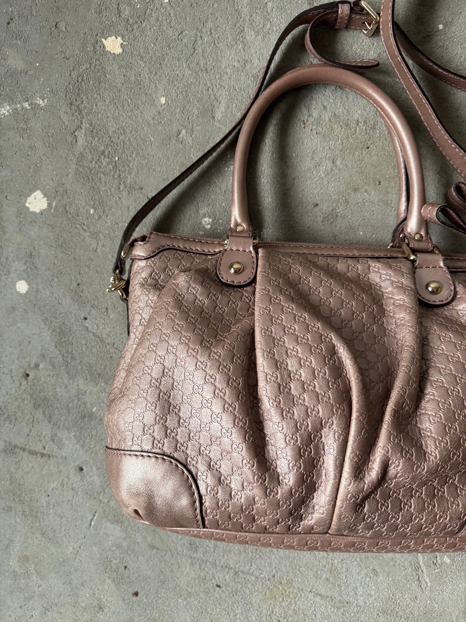 Gucci 2Way Micro Sukey Shoulder Bag Metallic Pink