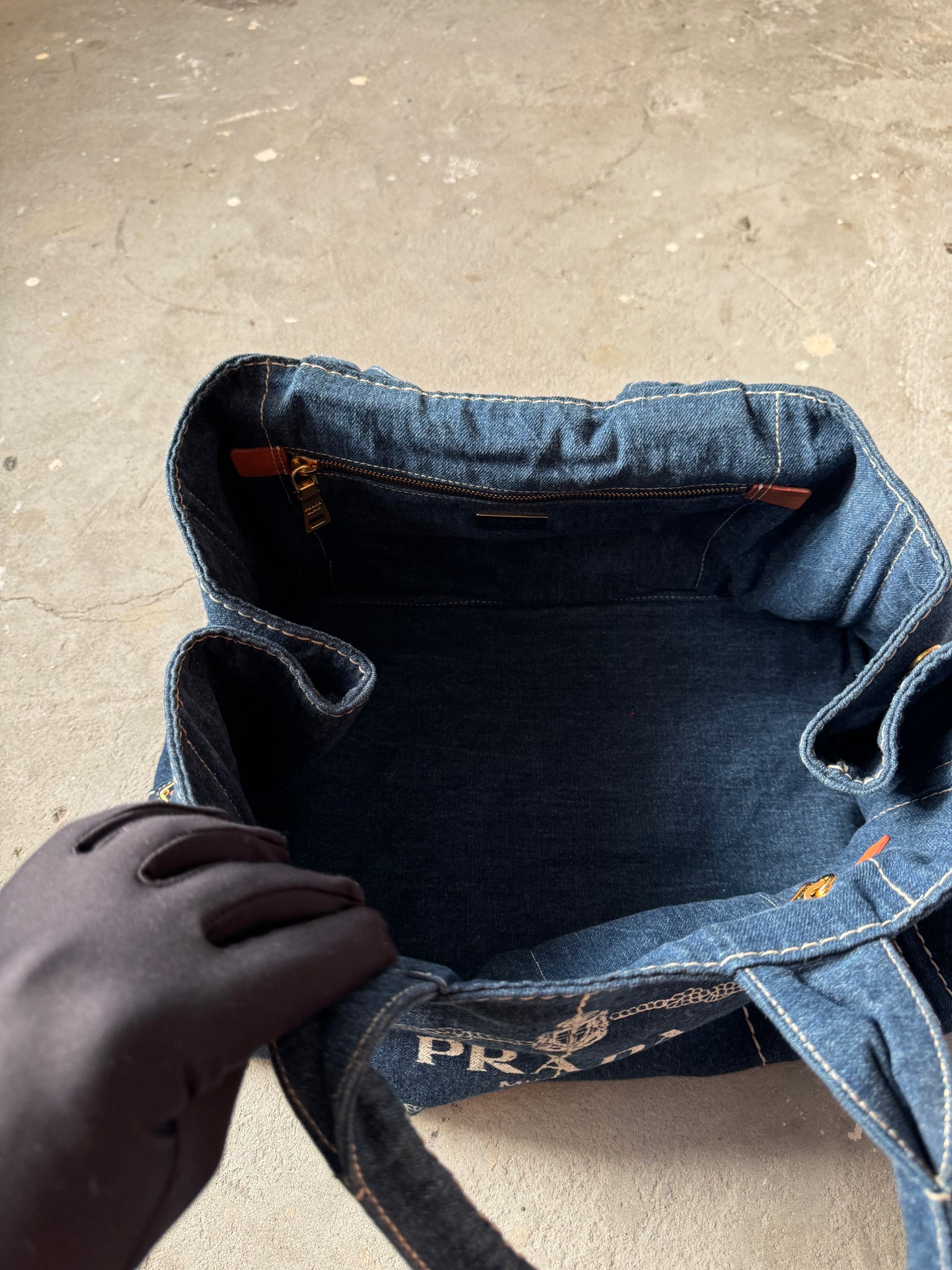 Prada Canapa Denim Blue Tote Bag