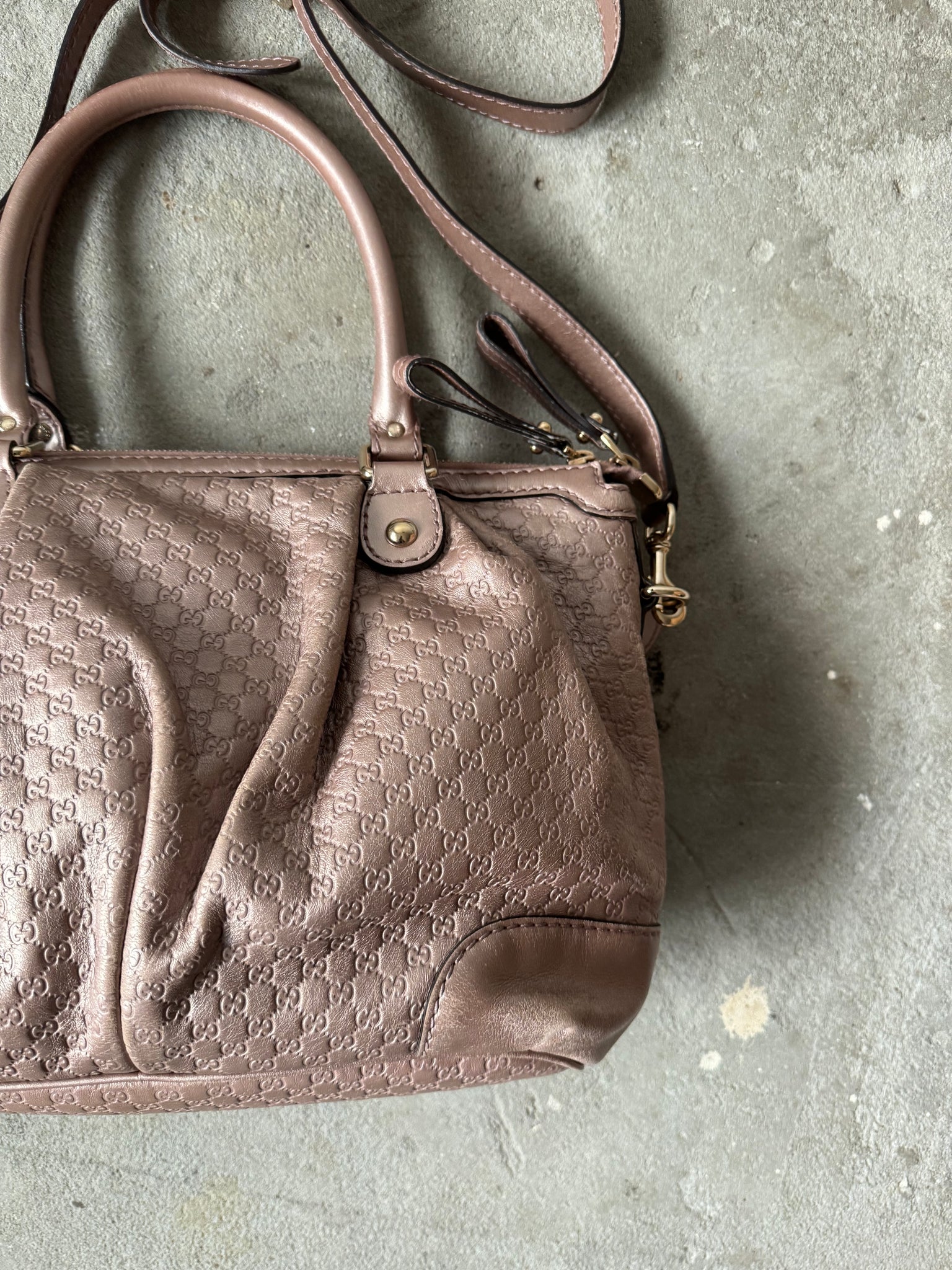Gucci 2Way Micro Sukey Shoulder Bag Metallic Pink