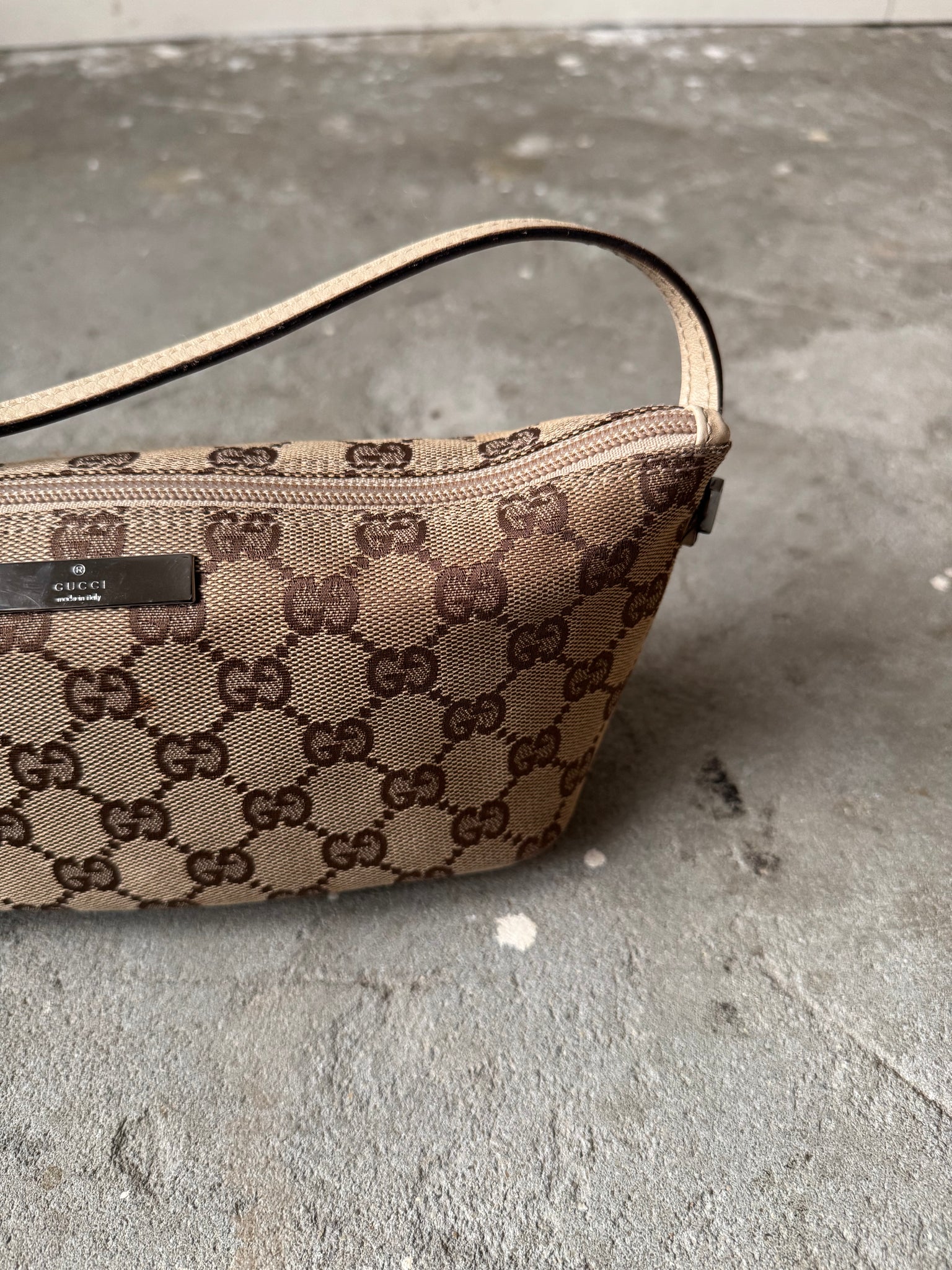 Gucci GG Monogram Pochette Boat Shoulder Bag Beige