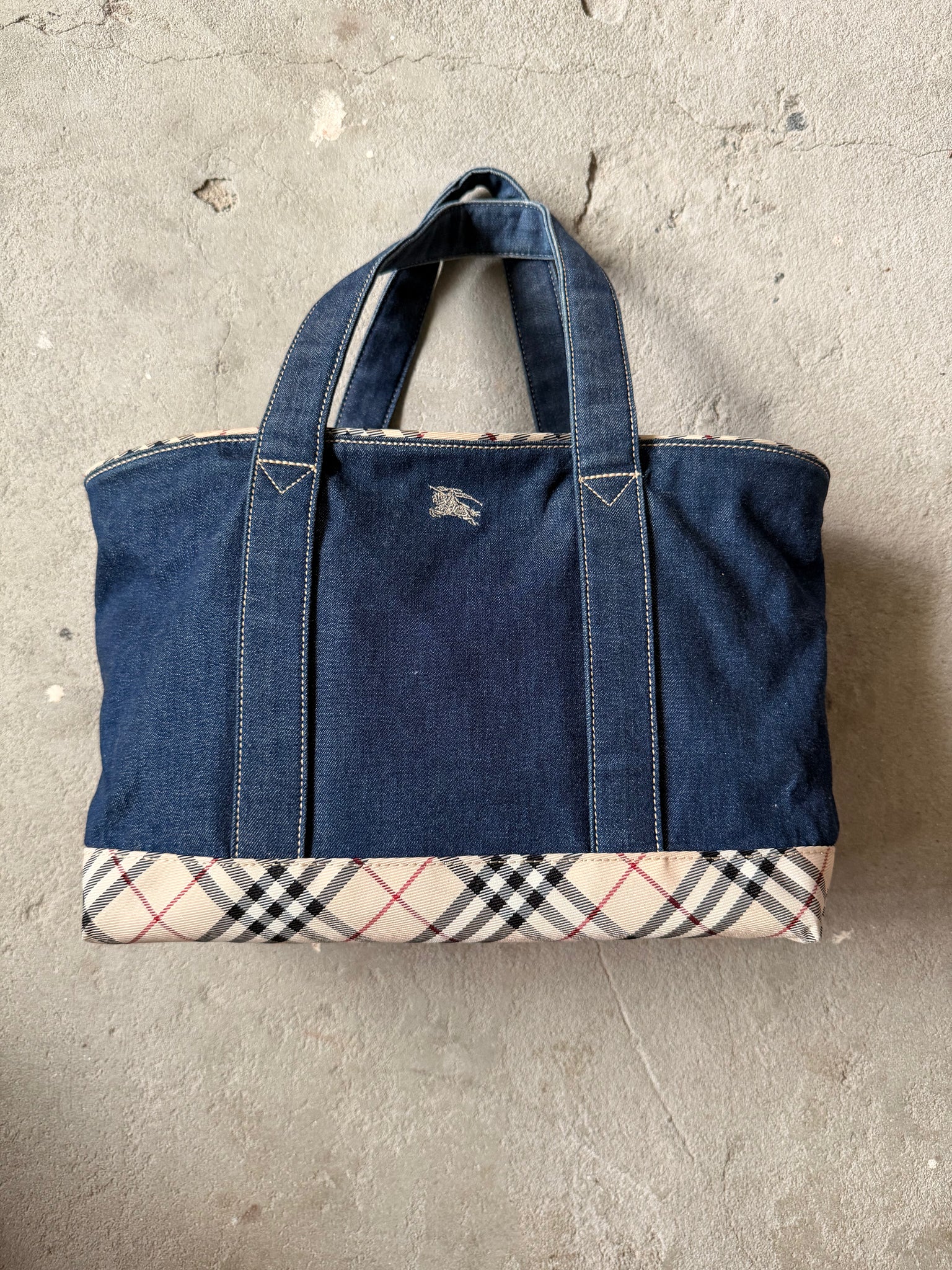 Burberry Nova Check Nova Denim Shoulder Bag Navy