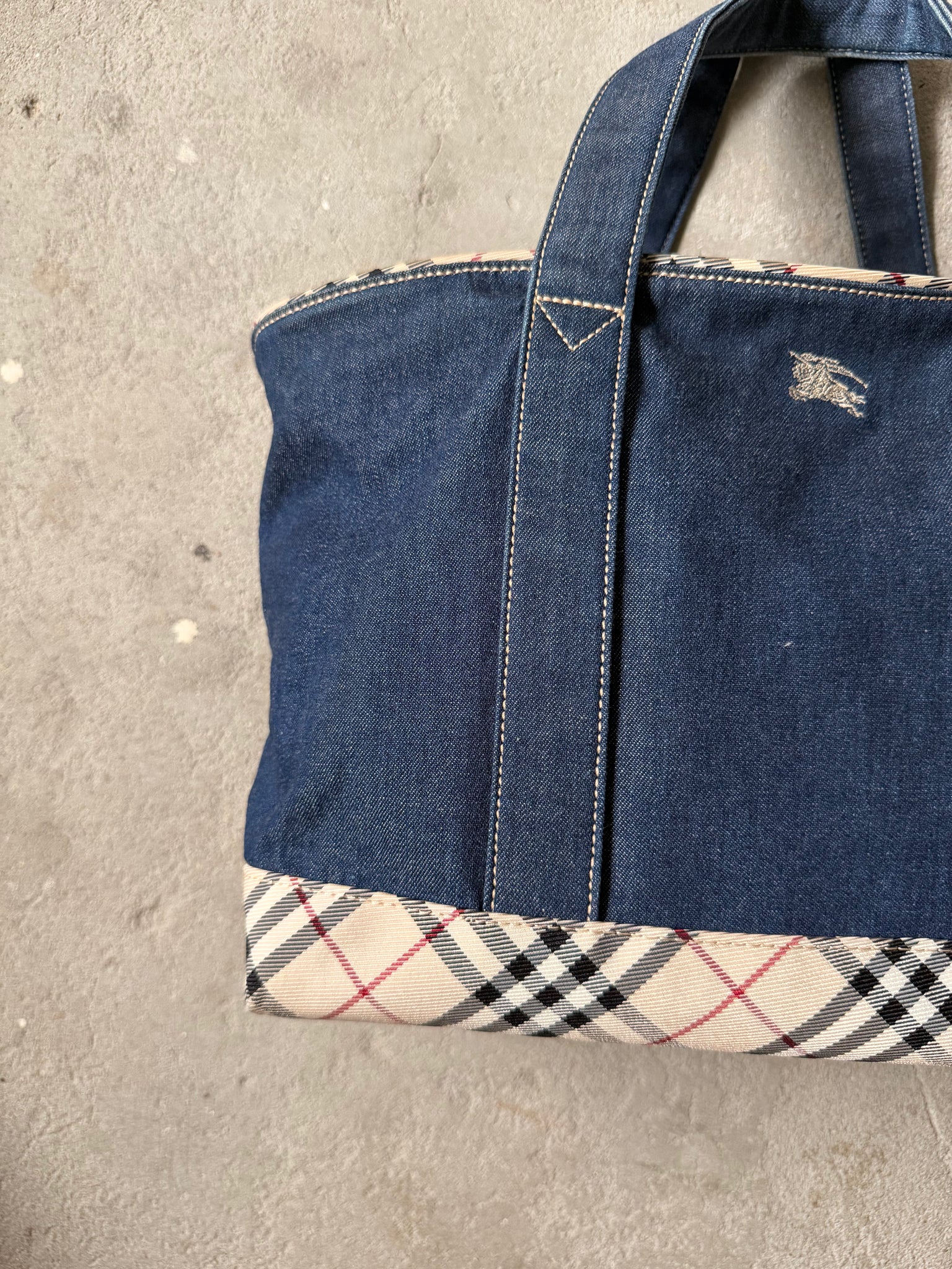 Burberry Nova Check Nova Denim Shoulder Bag Navy