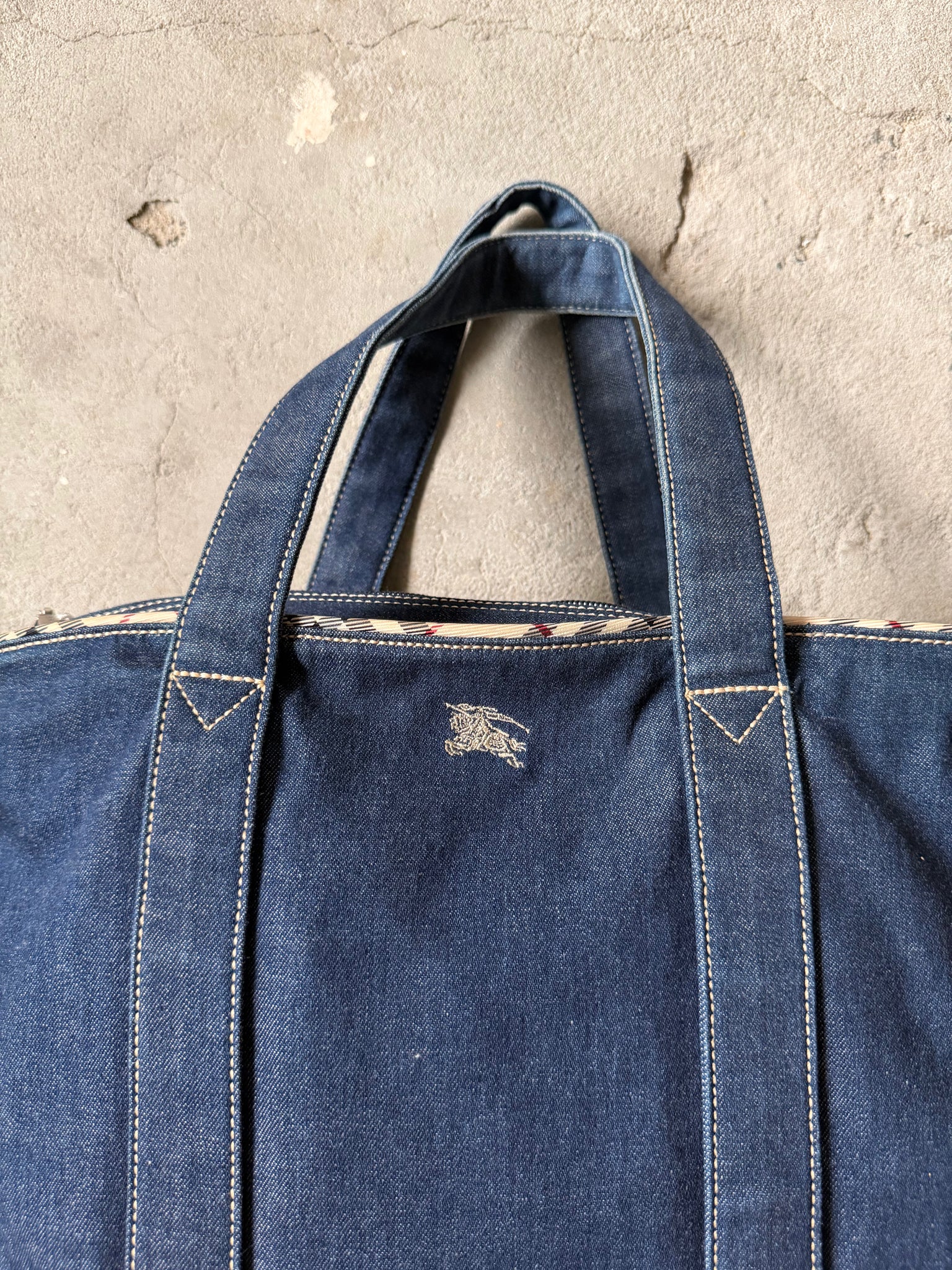 Burberry Nova Check Nova Denim Shoulder Bag Navy