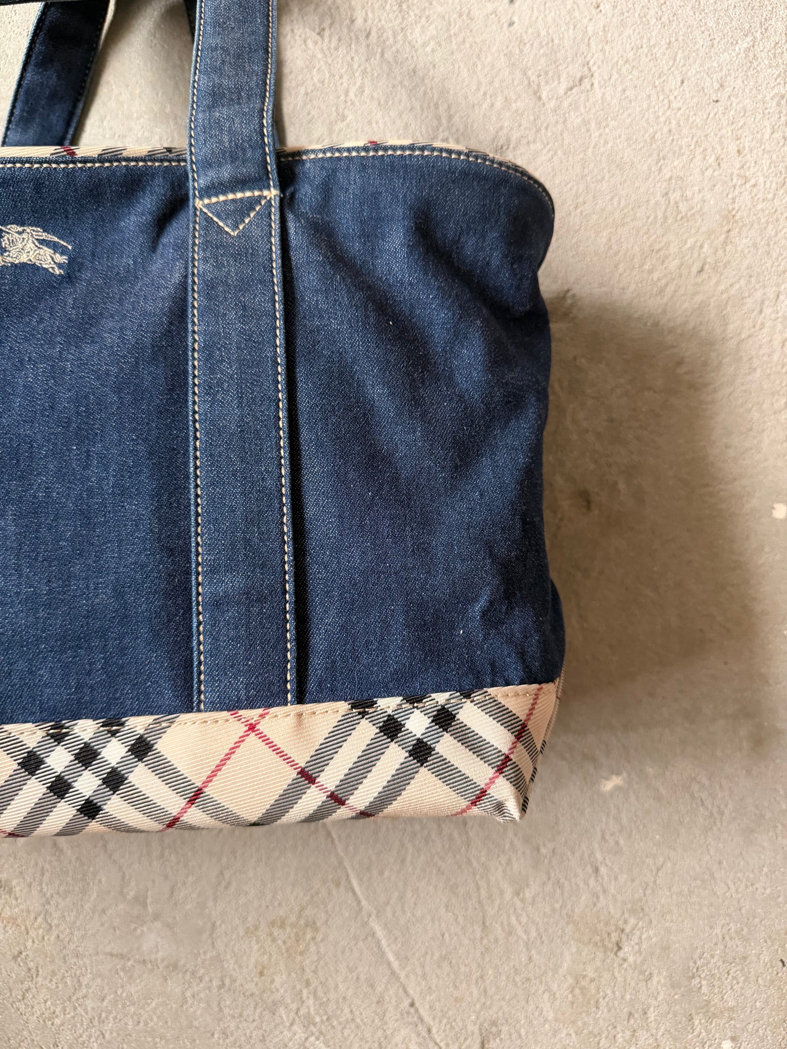 Burberry Nova Check Nova Denim Shoulder Bag Navy