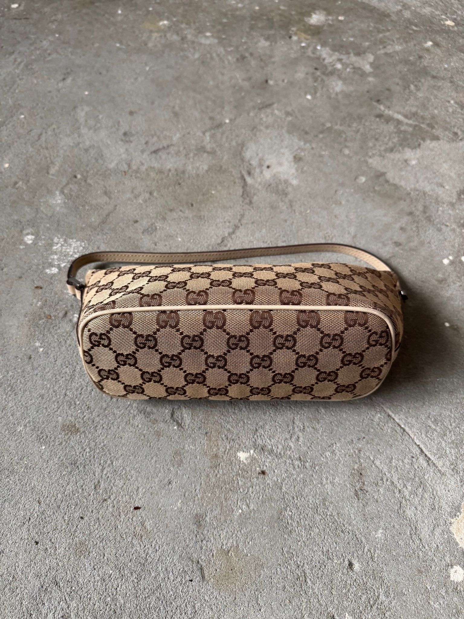 Gucci GG Monogram Pochette Boat Shoulder Bag Beige