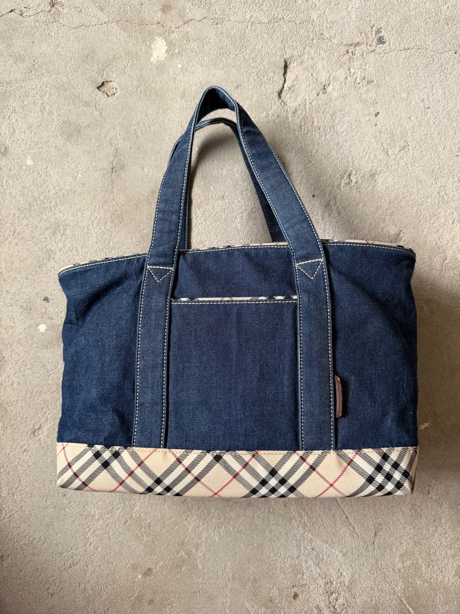 Burberry Nova Check Nova Denim Shoulder Bag Navy